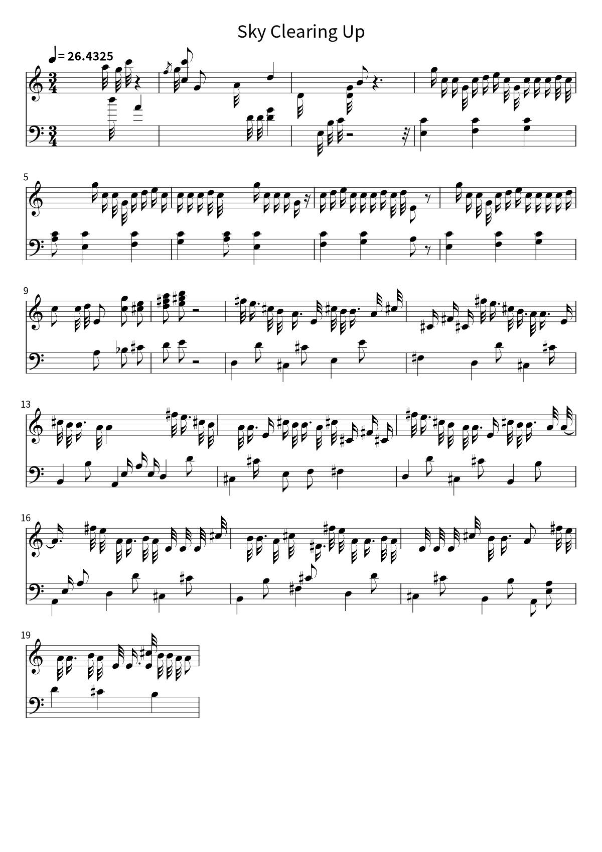 Primera página de la partitura de Sky Clearing Up de RADWIMPS