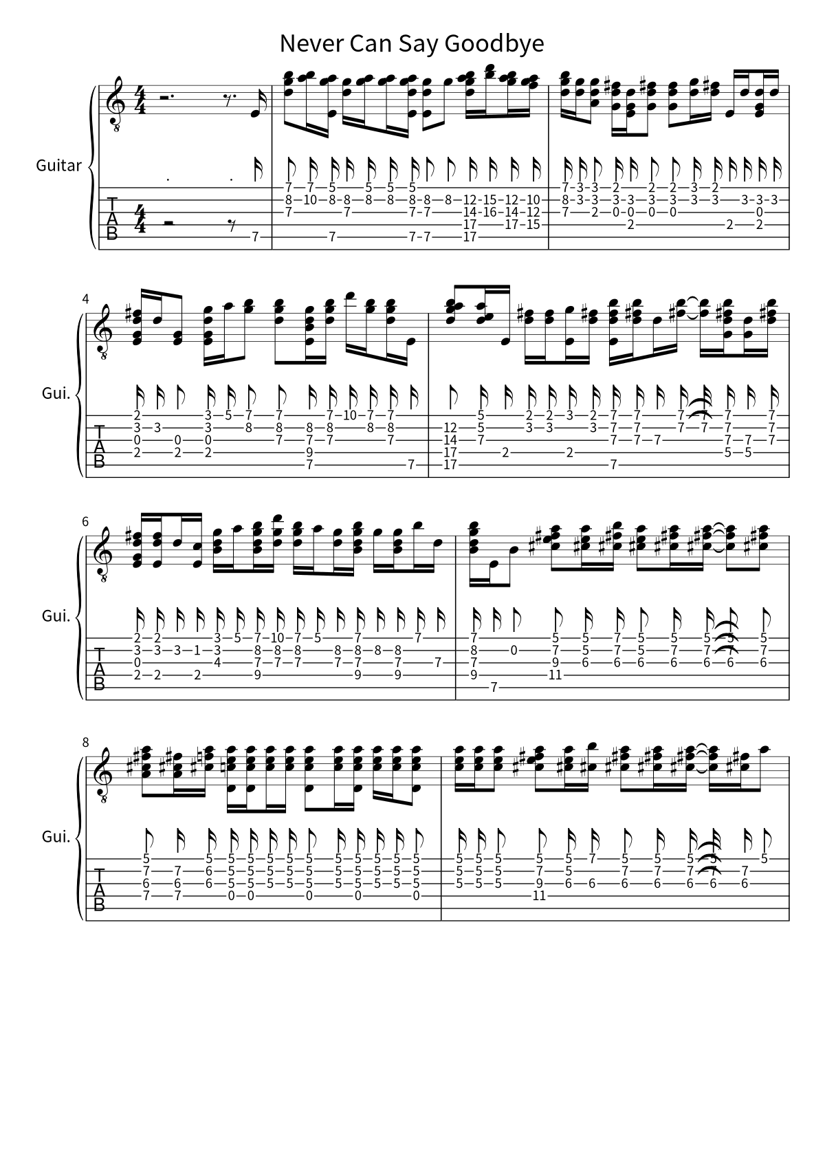 «Never Can Say Goodbye» (The Jackson 5): табы и ноты для гитары, страница 1