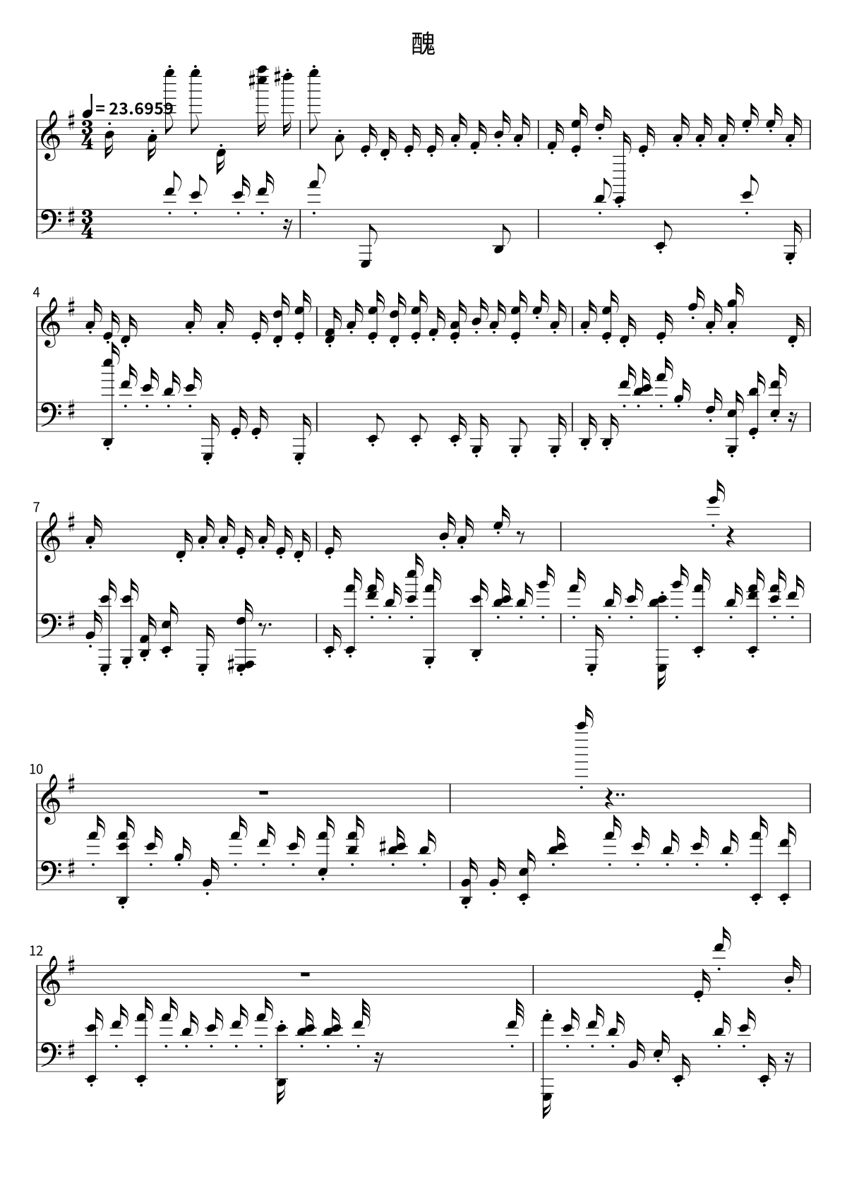 First page of the sheet music for 醜 by No Party For Cao Dong