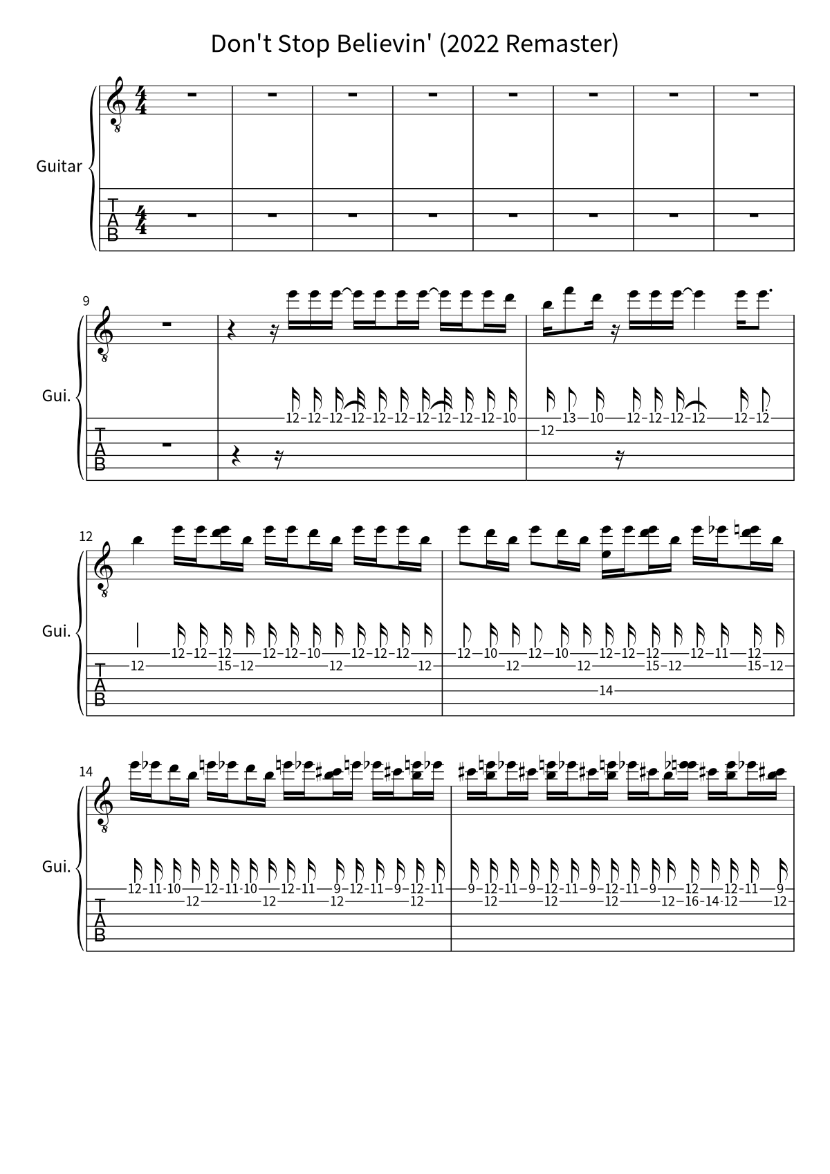 Journey《Don't Stop Believin' (2022 Remaster)》吉他谱第 1 页