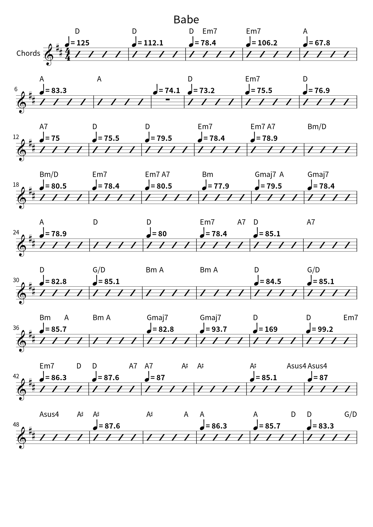 Styx《Babe》和弦谱第 1 页