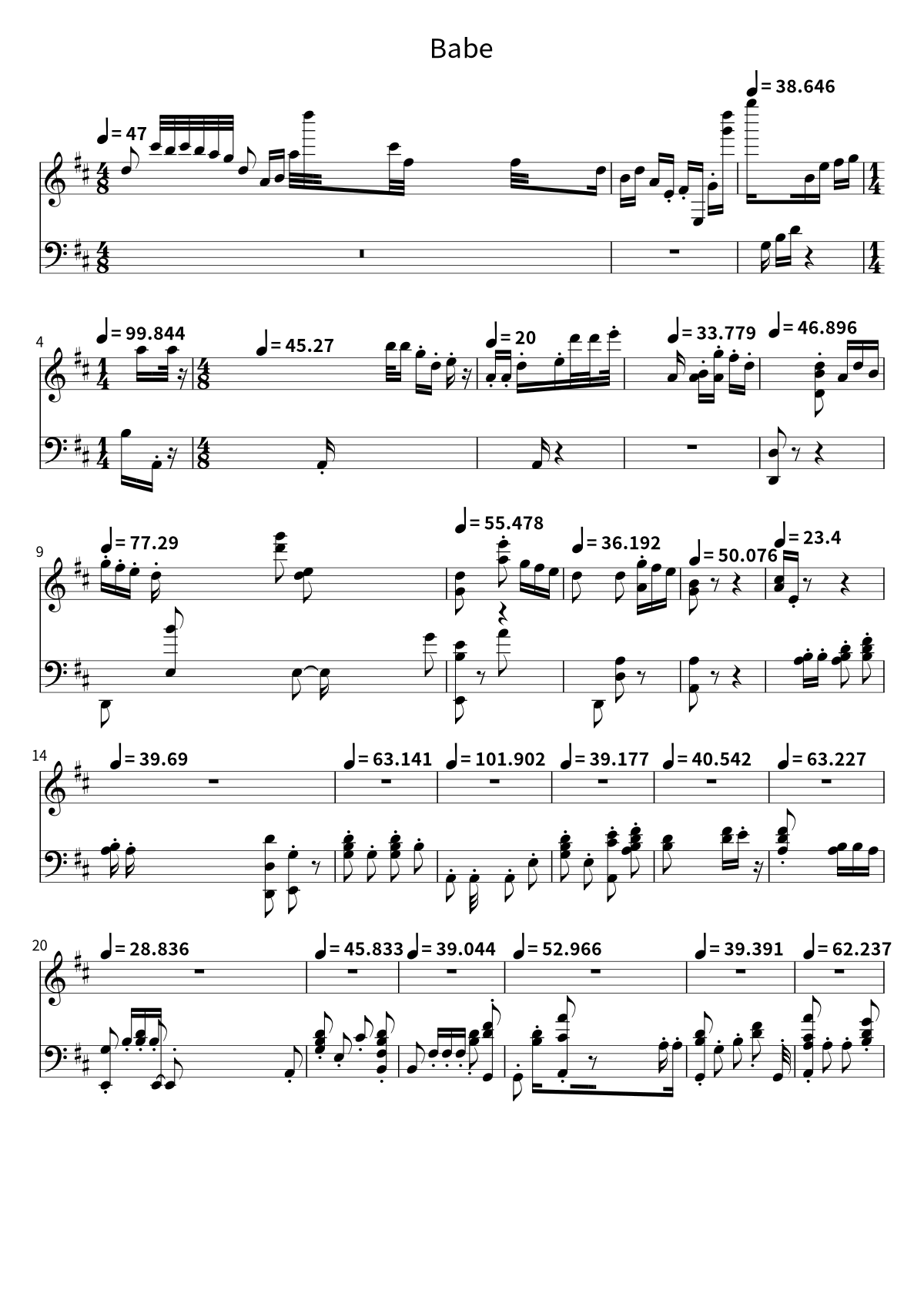 Primera página de la partitura de Babe de Styx