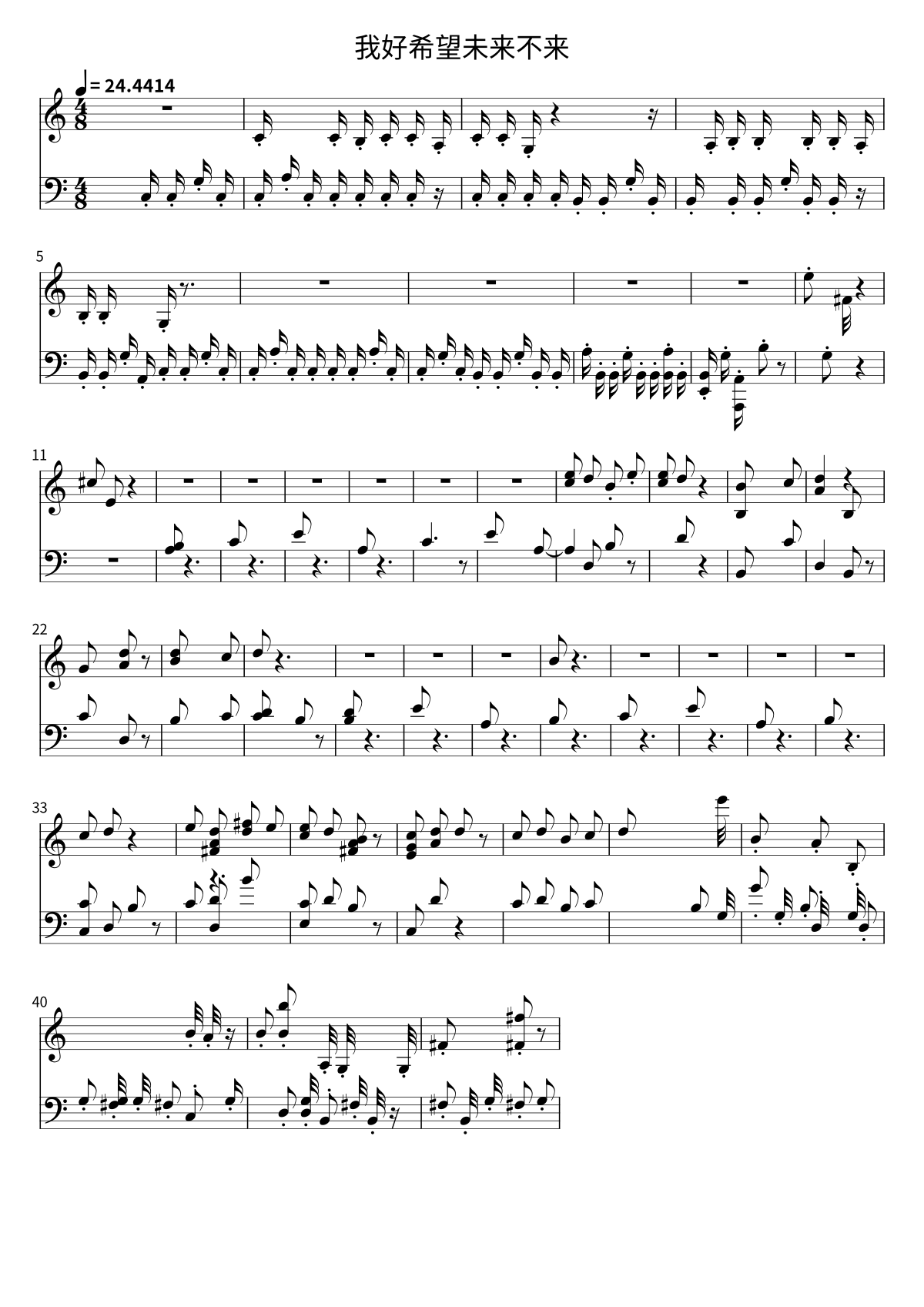 Primera página de la partitura de 我好希望未来不来 de 新裤子乐队