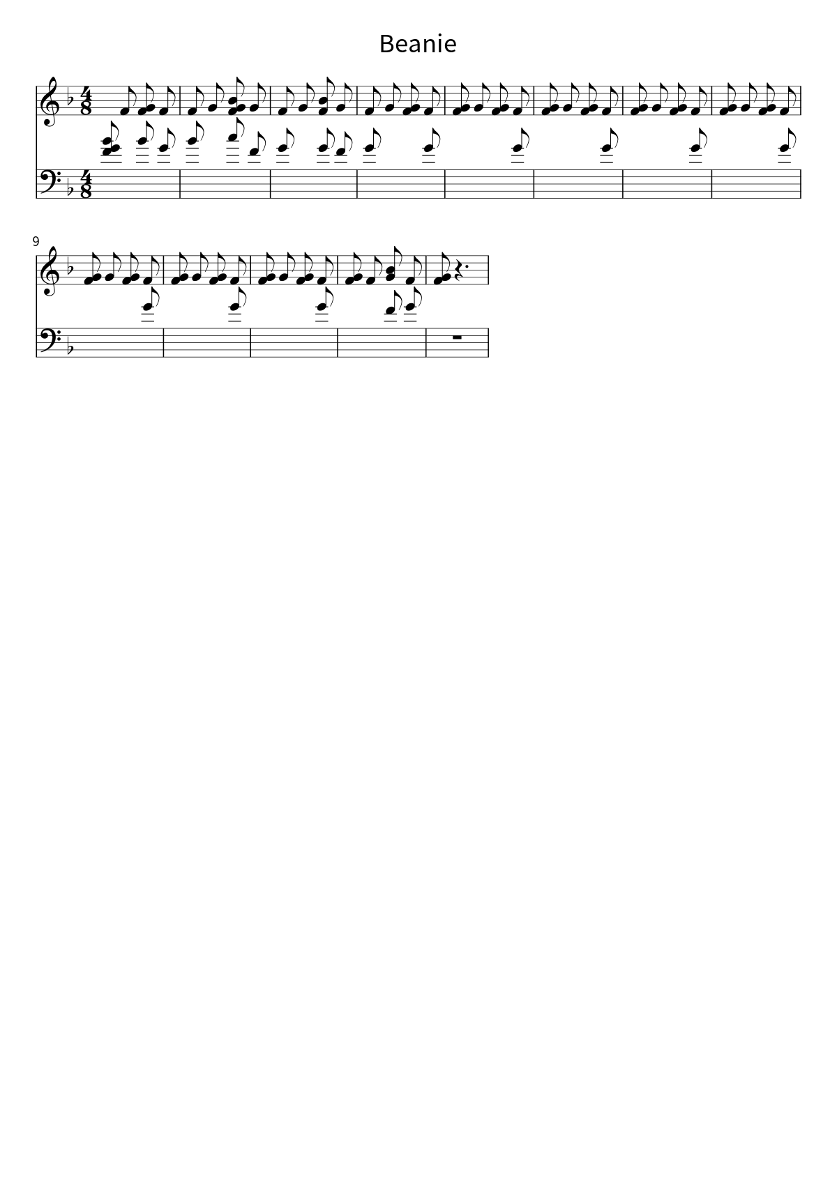First page of the sheet music for Beanie by Chezile
