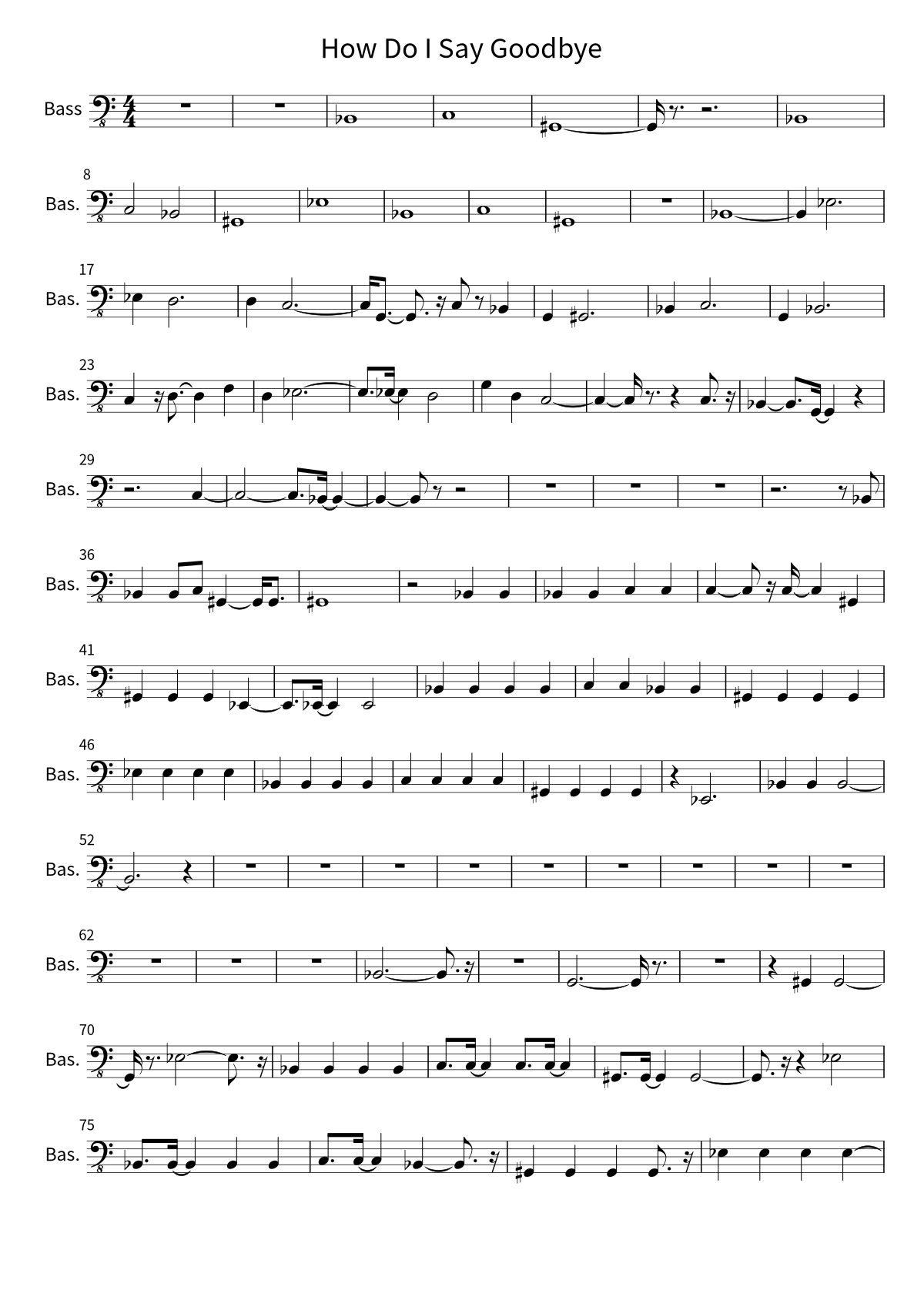 Dean Lewis「How Do I Say Goodbye」のベース譜（1ページ目）
