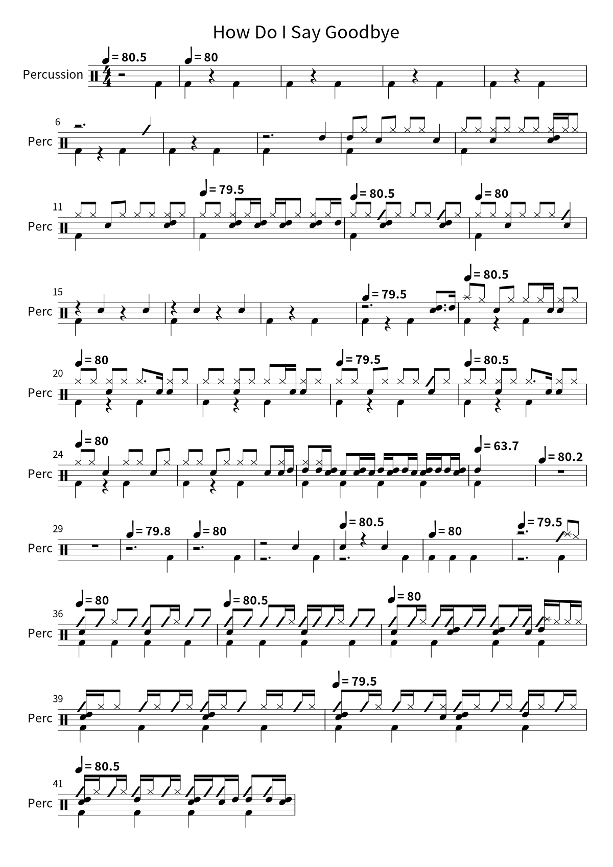 How Do I Say Goodbye sheet preview