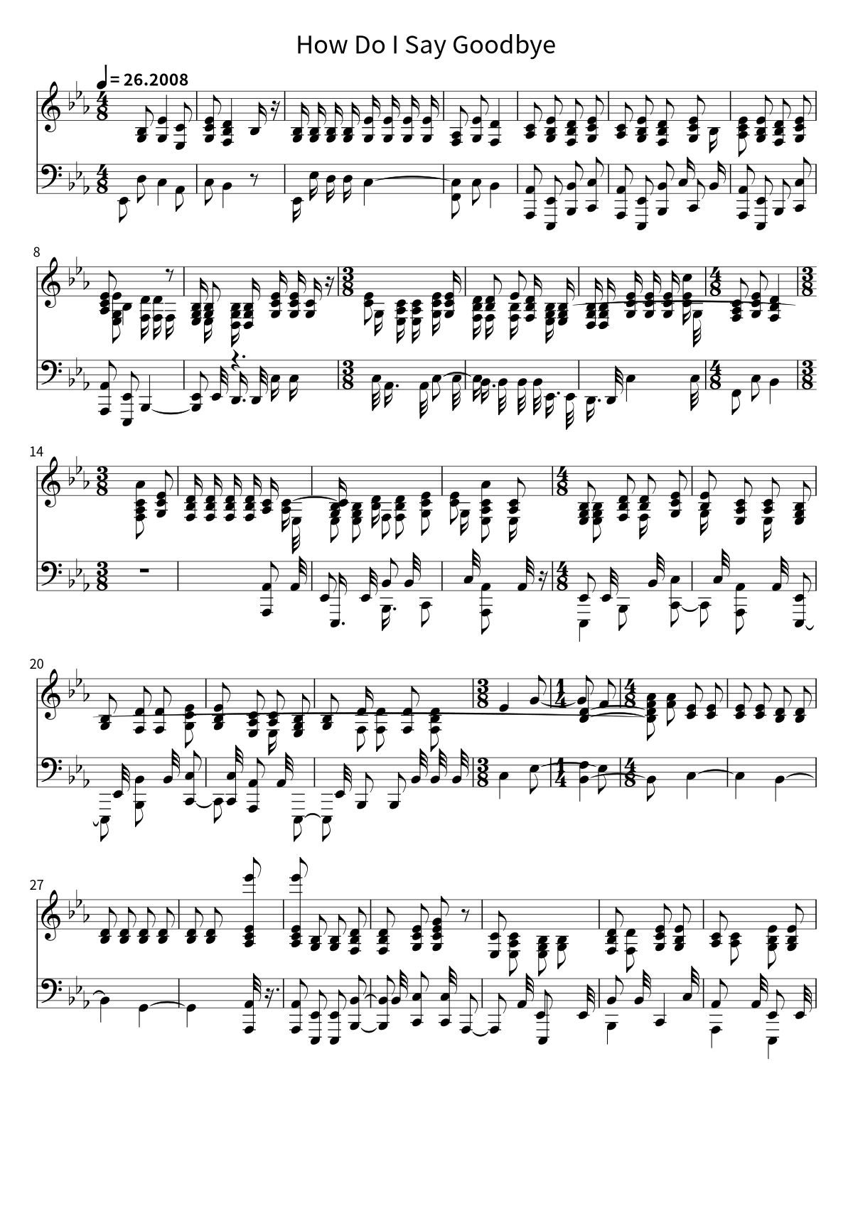 First page of the sheet music for How Do I Say Goodbye by Dean Lewis