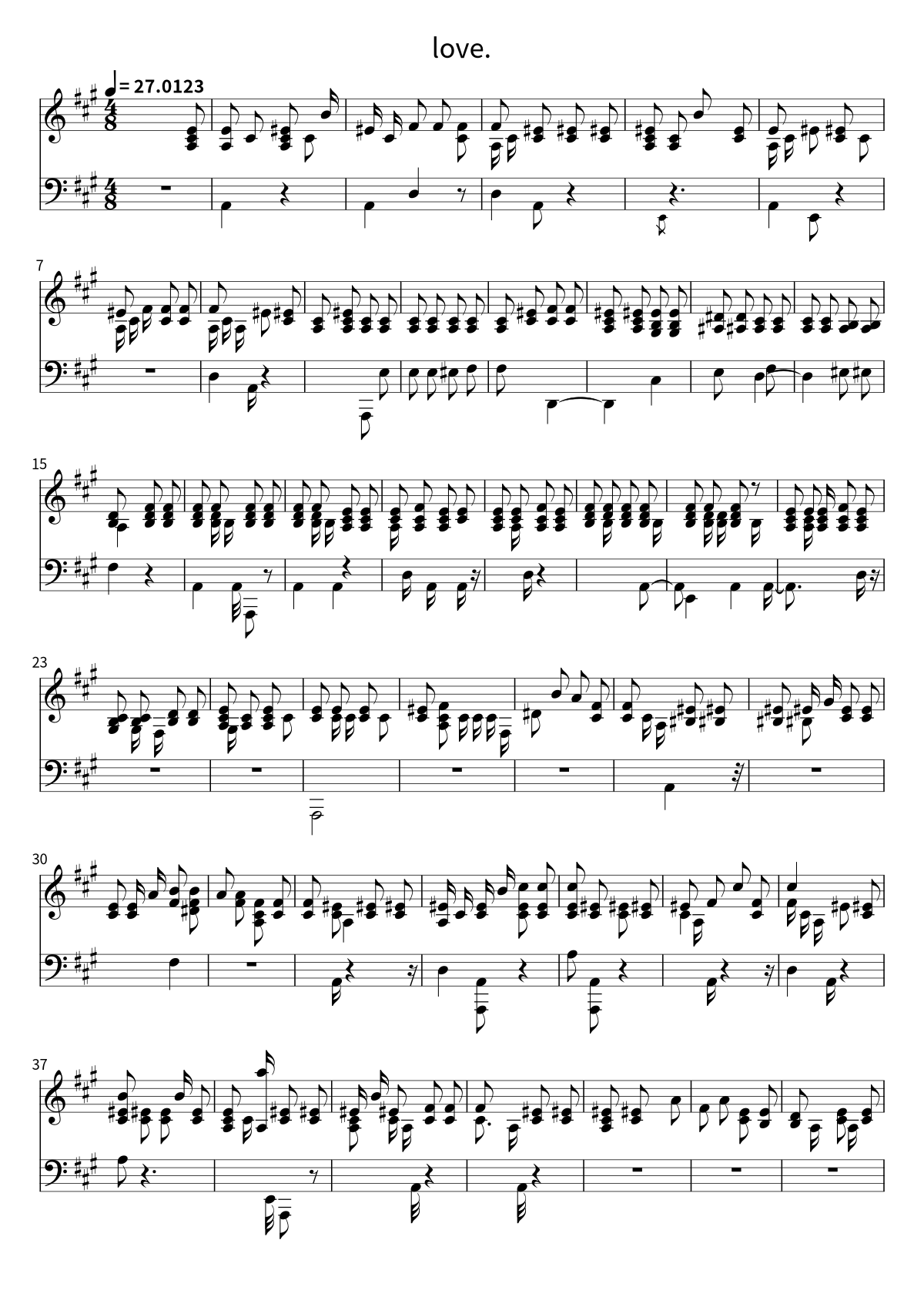 Primera página de la partitura de piano de love. de wave to earth