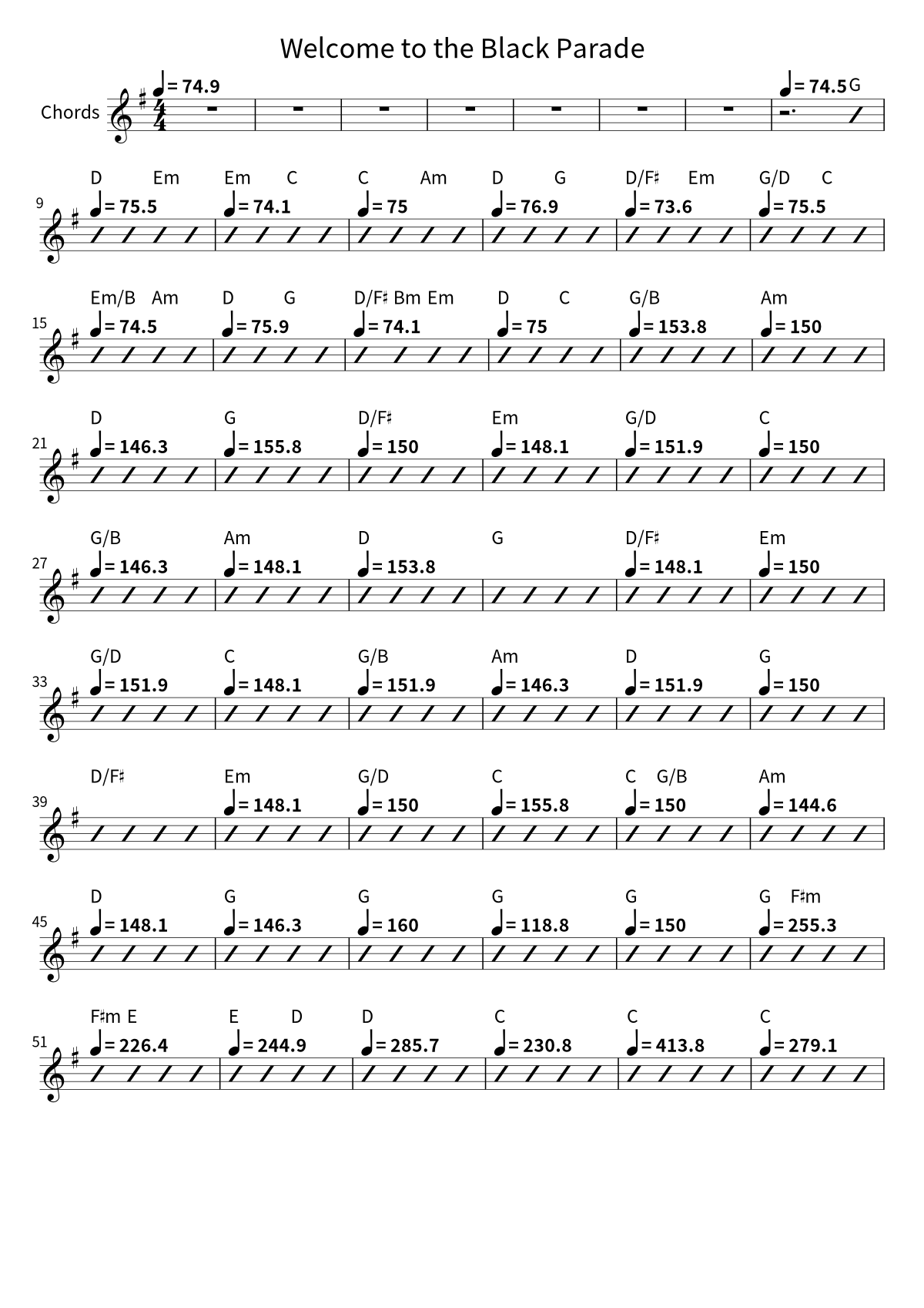 My Chemical Romance《Welcome to the Black Parade》和弦谱第 1 页