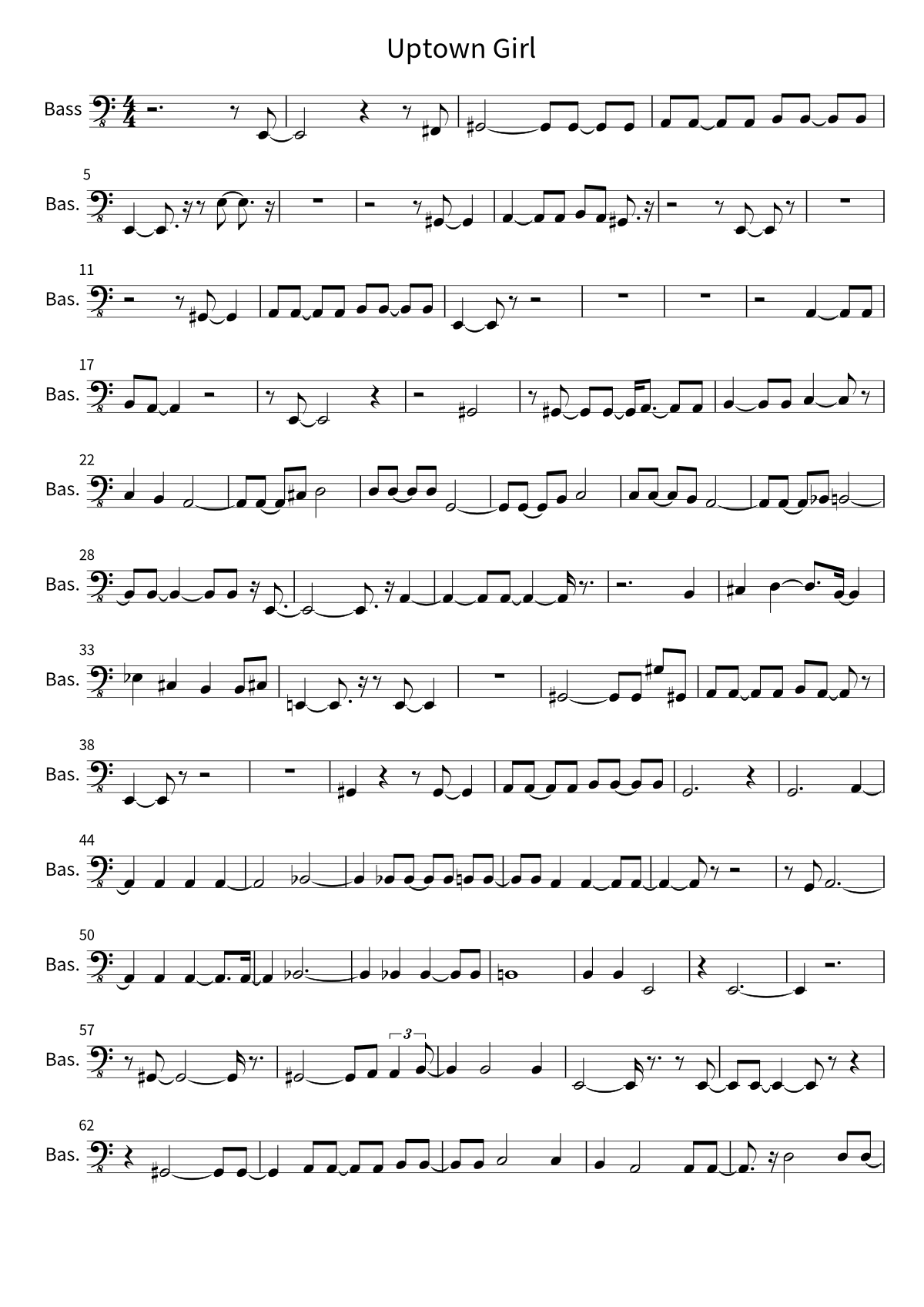 Billy Joel《Uptown Girl》貝斯譜第 1 頁