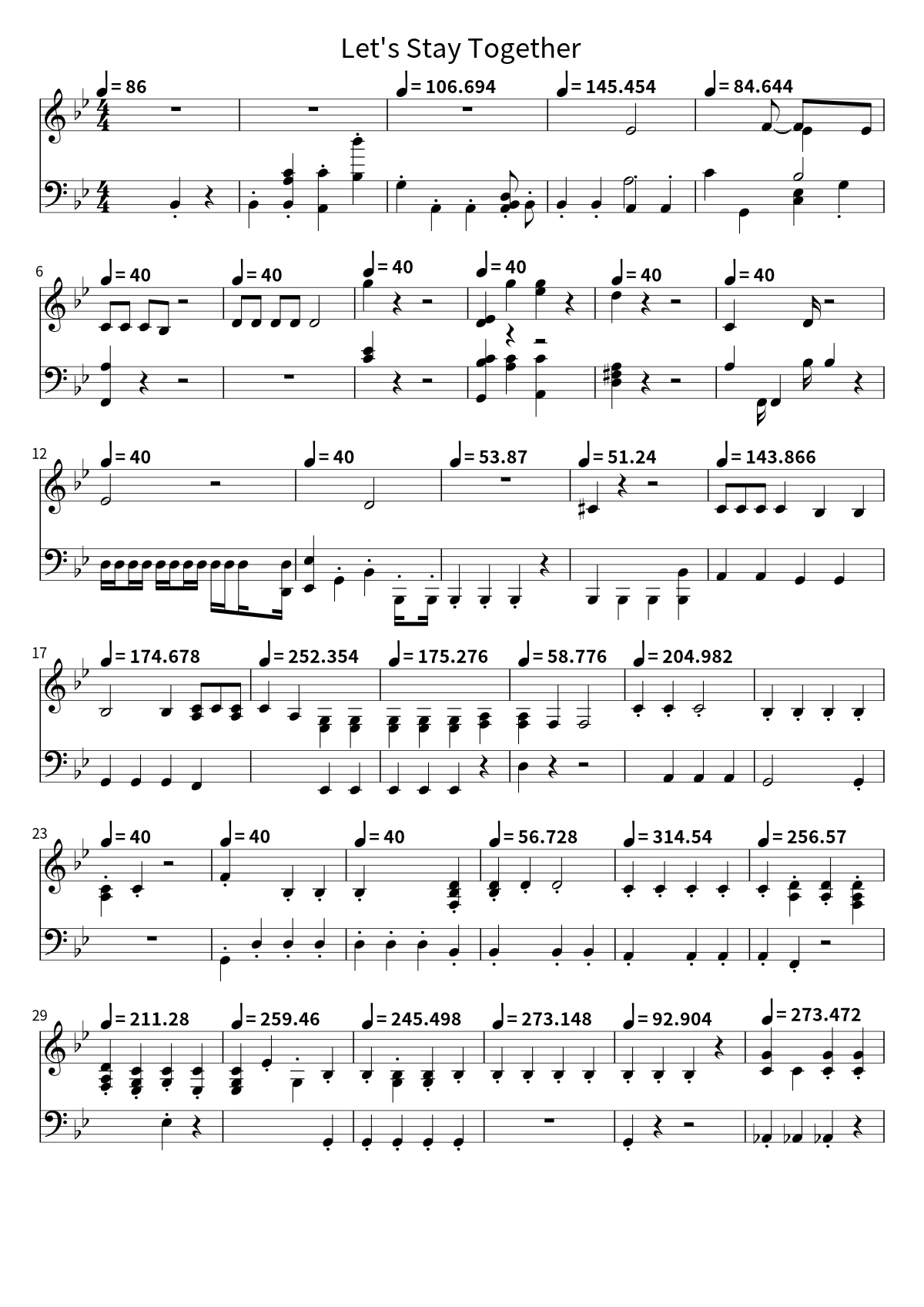 Primeira página da partitura de piano de Let's Stay Together, de Al Green
