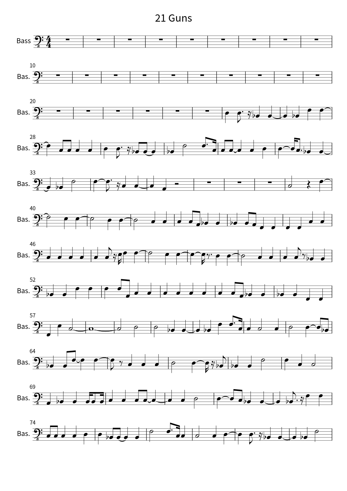 «21 Guns» (Green Day): ноты для бас-гитары, страница 1