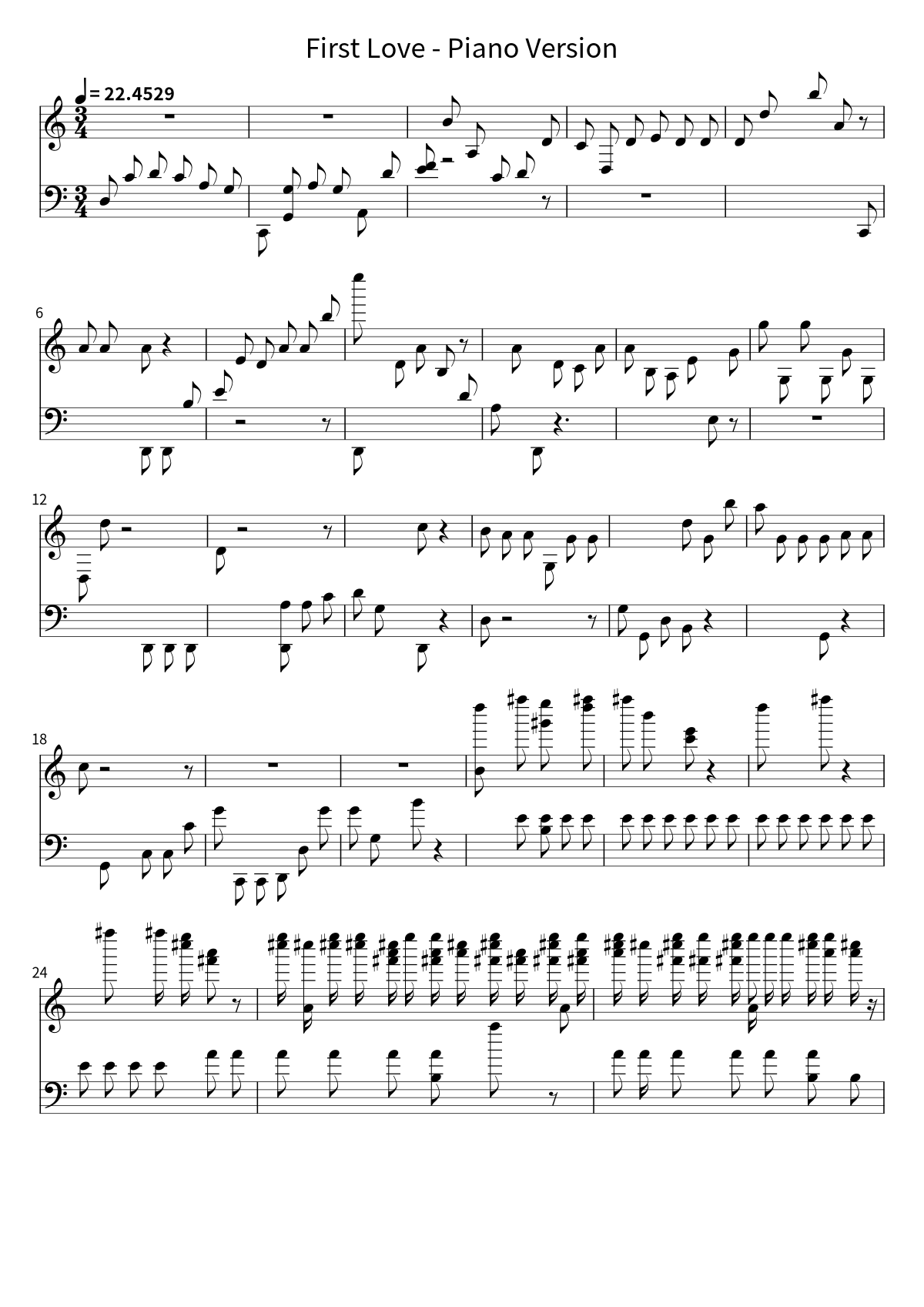 Primera página de la partitura de First Love - Piano Version de Jesse T