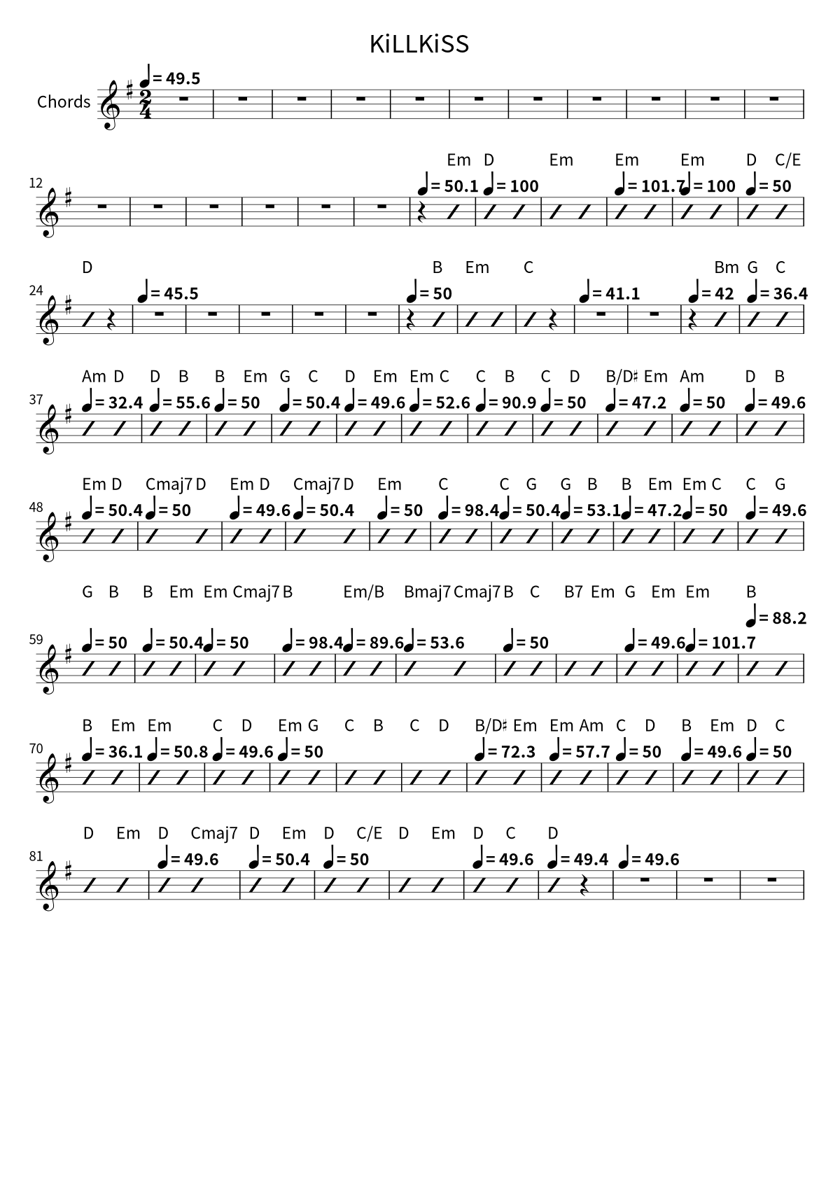 «KiLLKiSS» (Ave Mujica): аккордовая сетка, страница 1