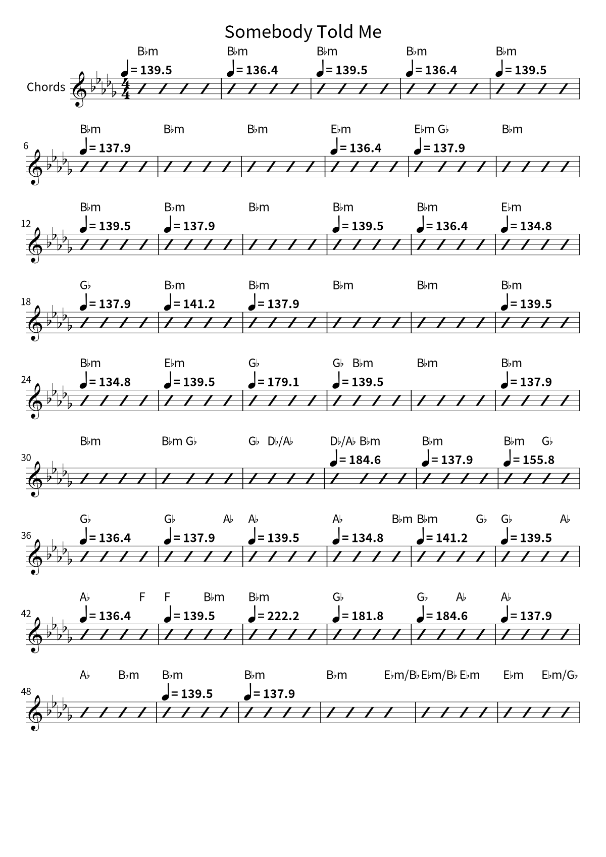 The Killers《Somebody Told Me》和弦谱第 1 页