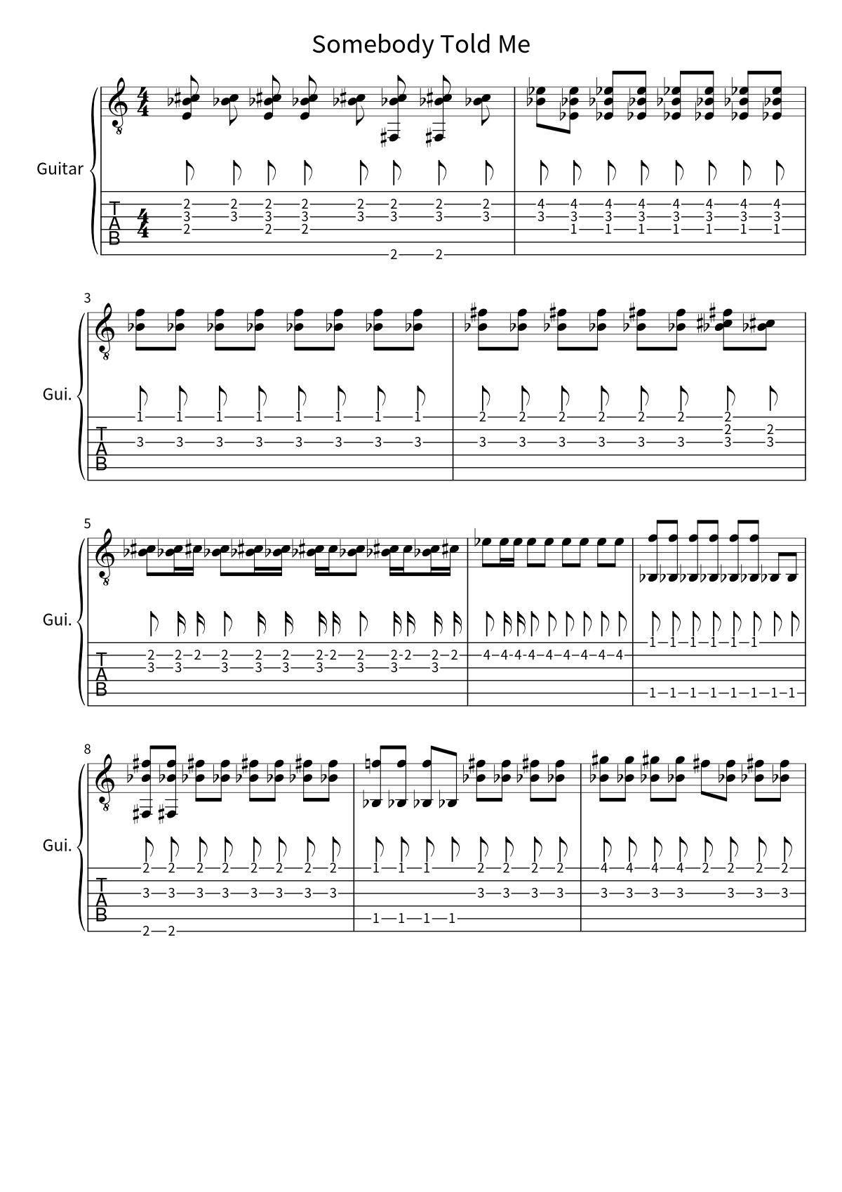 The Killers《Somebody Told Me》吉他譜第 1 頁