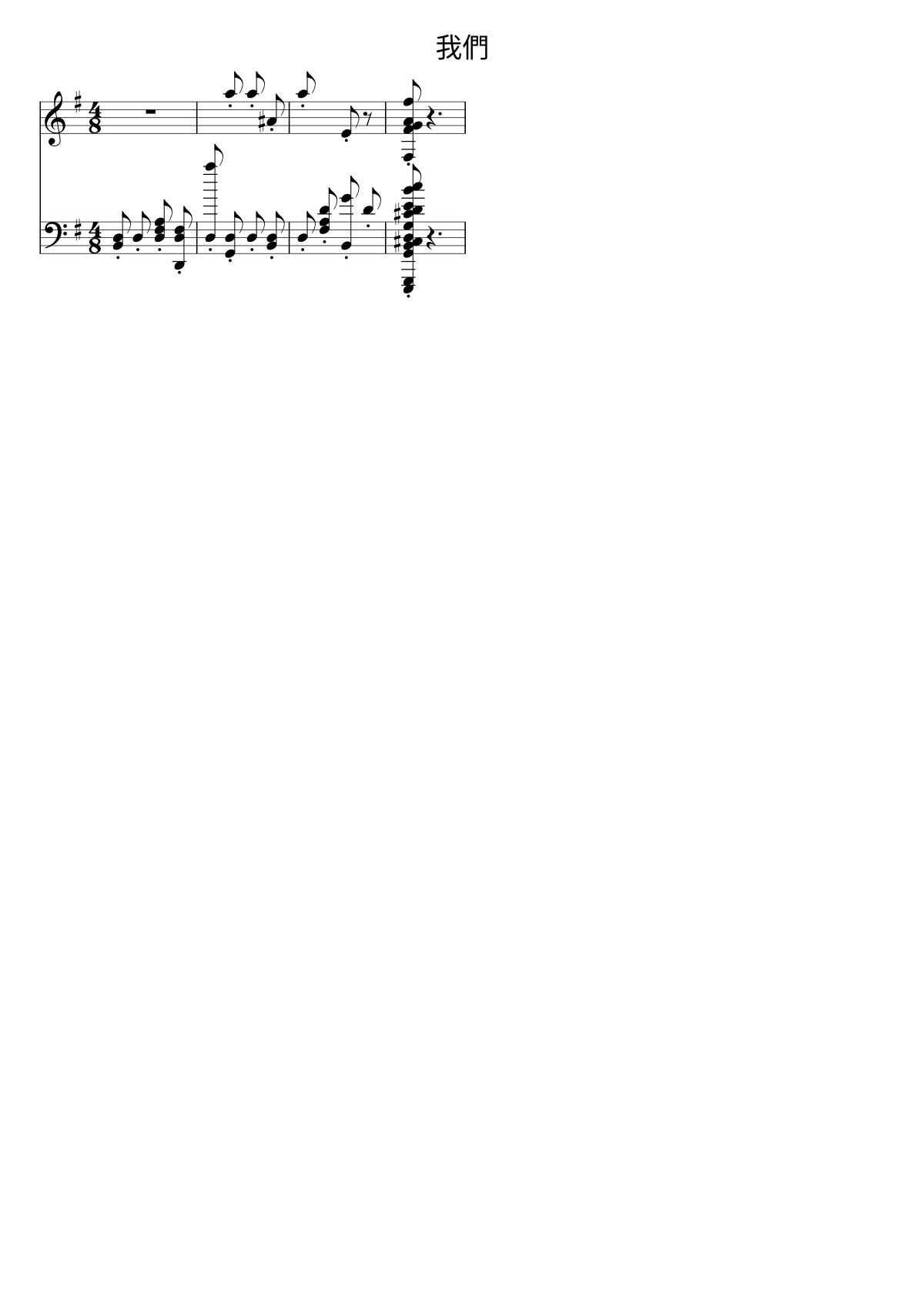 Primera página de la partitura de 我們 de No Party For Cao Dong