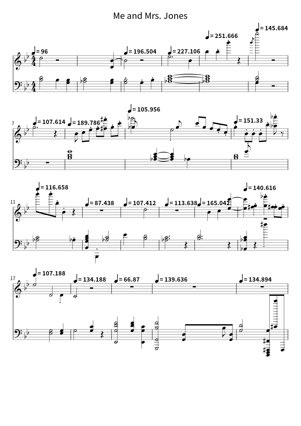 Primera página de la partitura de piano de Me and Mrs. Jones de Billy Paul
