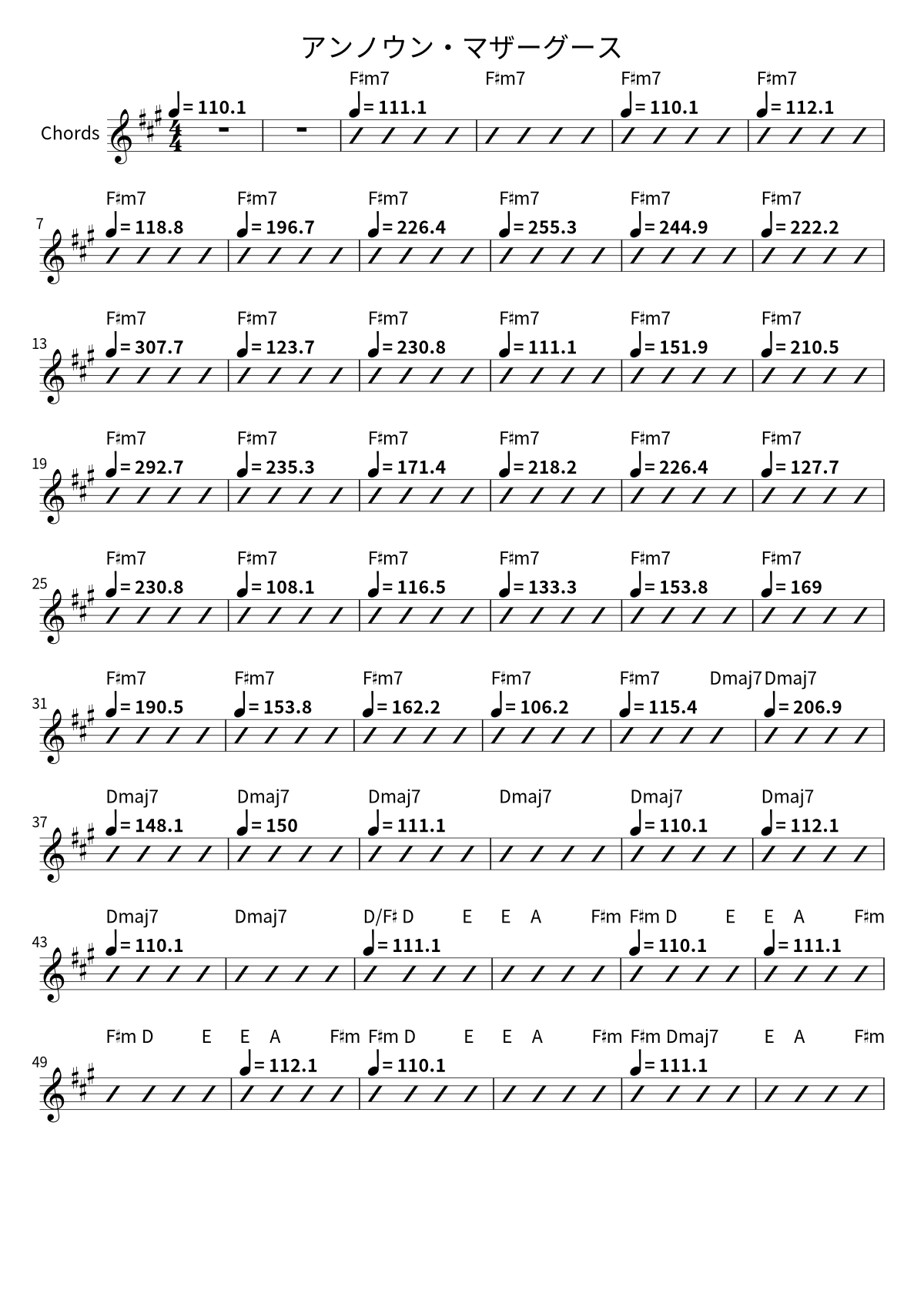 First page of the chord chart for アンノウン・マザーグース by Hitorie