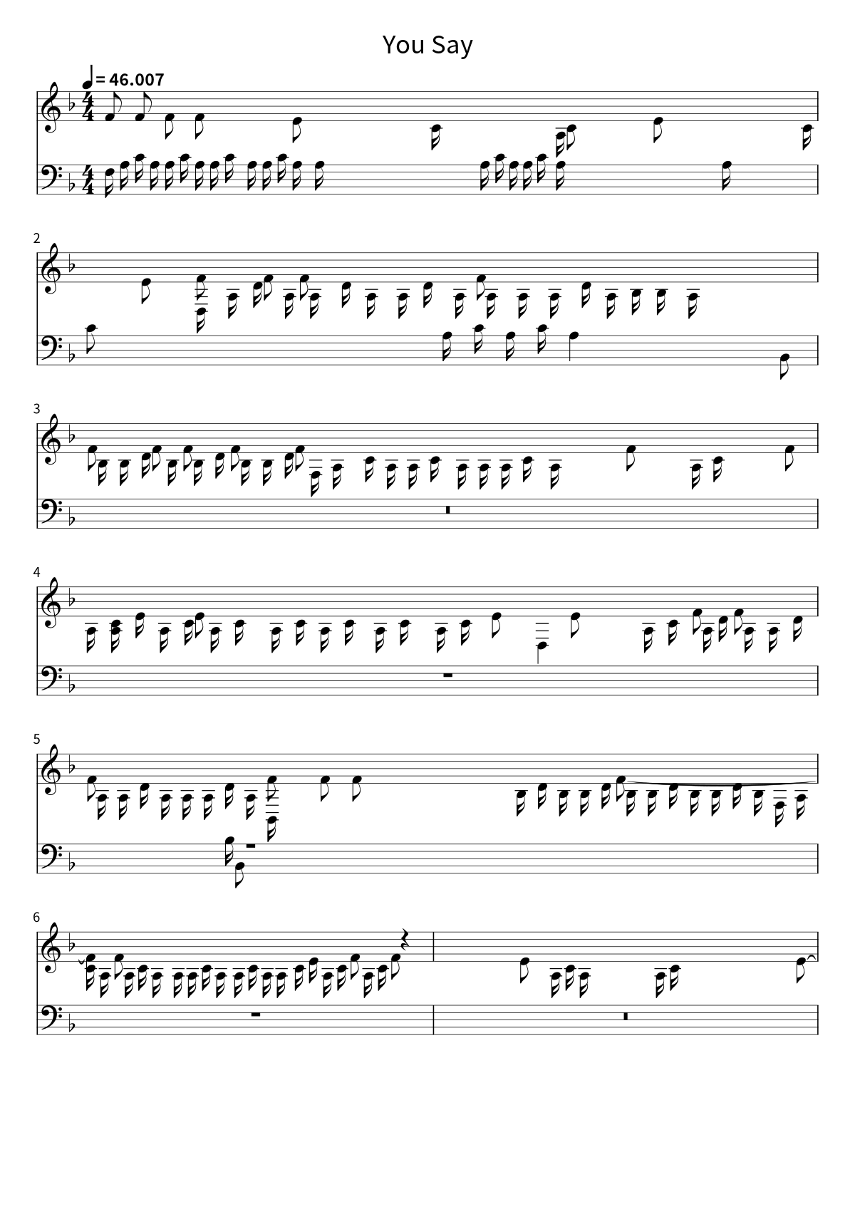 First page of the sheet music for You Say by Lauren Daigle