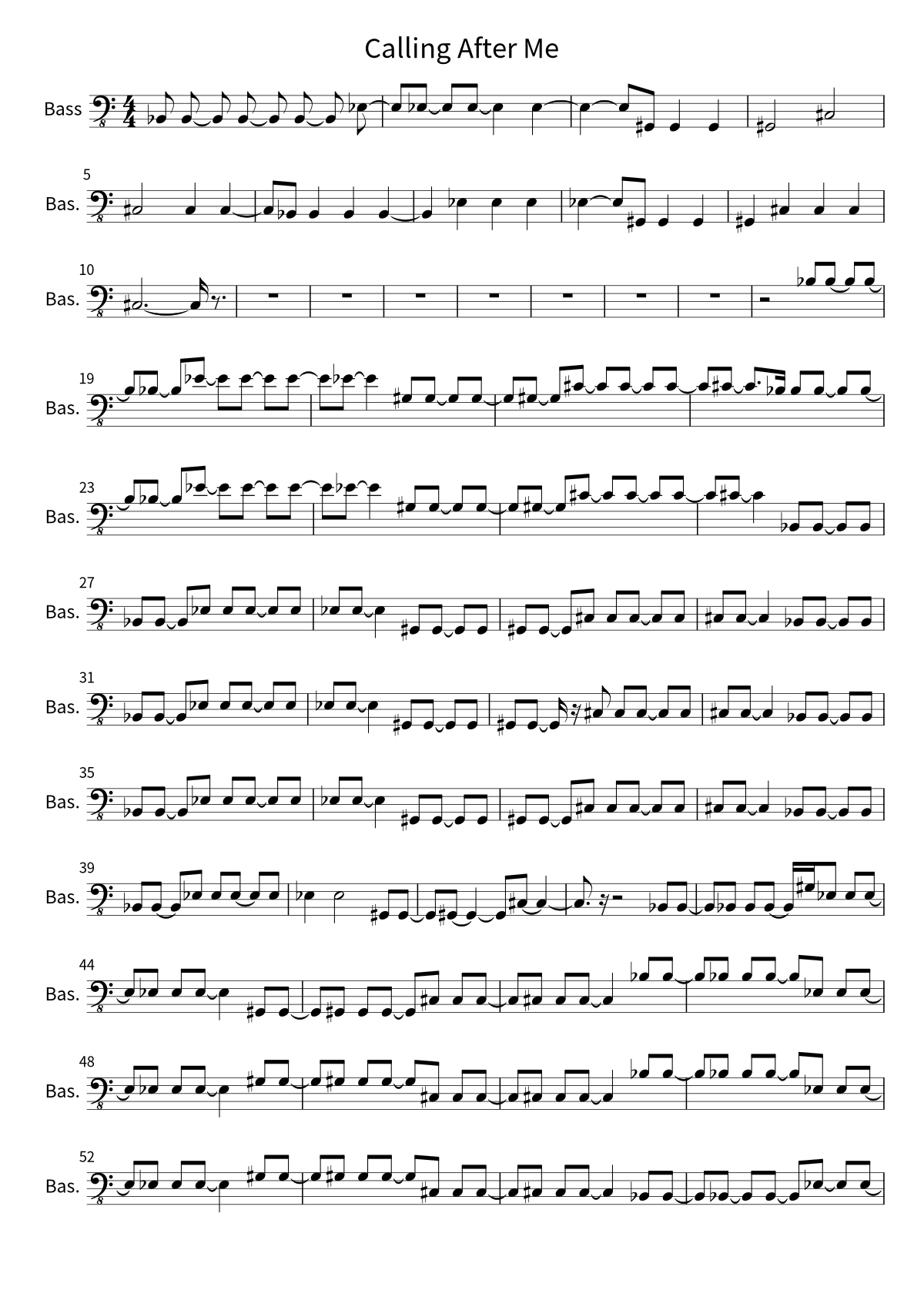 First page of the bass sheet music for Calling After Me by Wallows