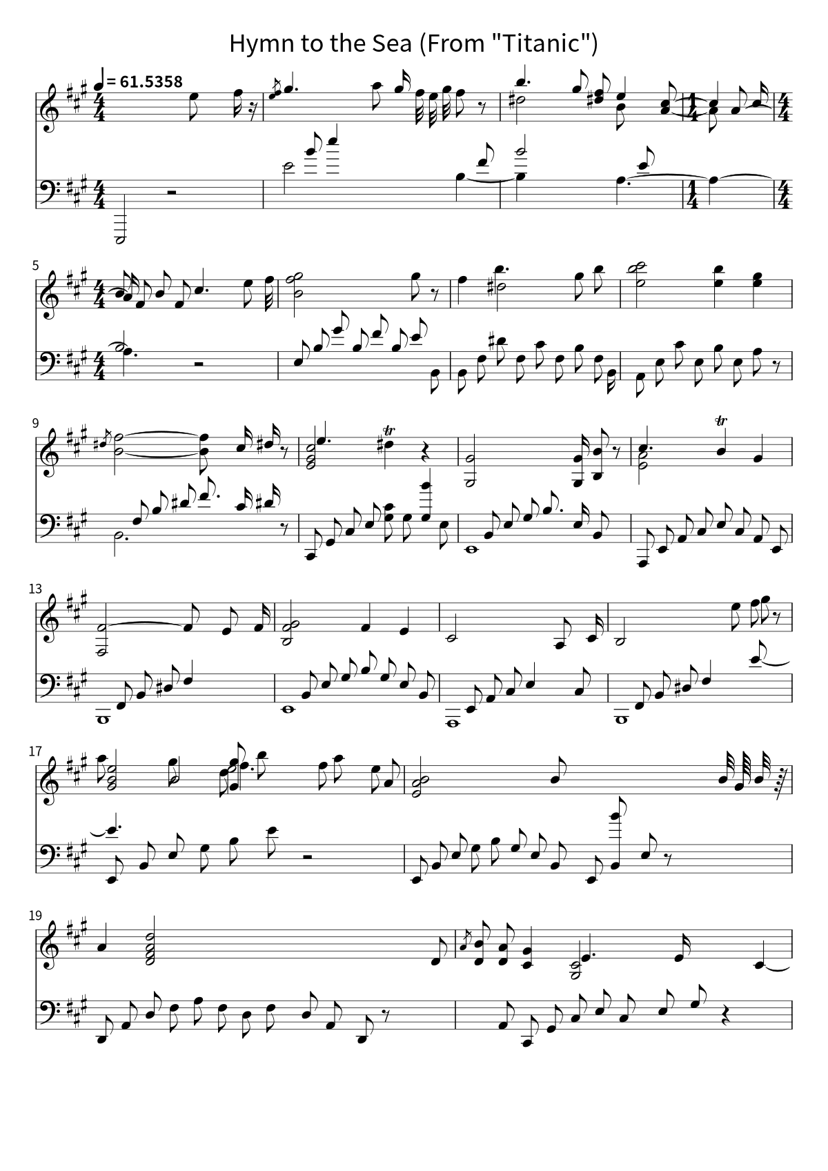 «Hymn to the Sea (From "Titanic")» (Jacob's Piano): ноты, страница 1
