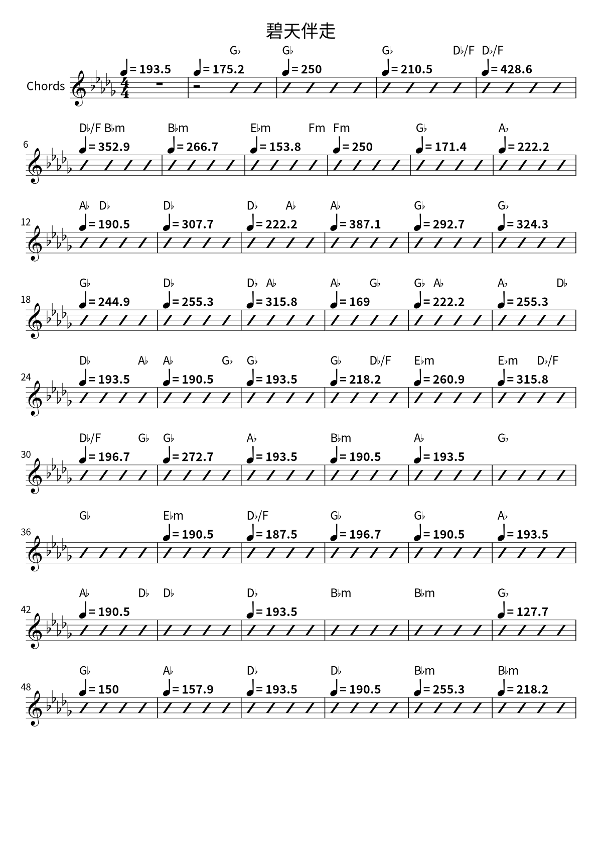First page of the chord chart for 碧天伴走 by MyGO!!!!!