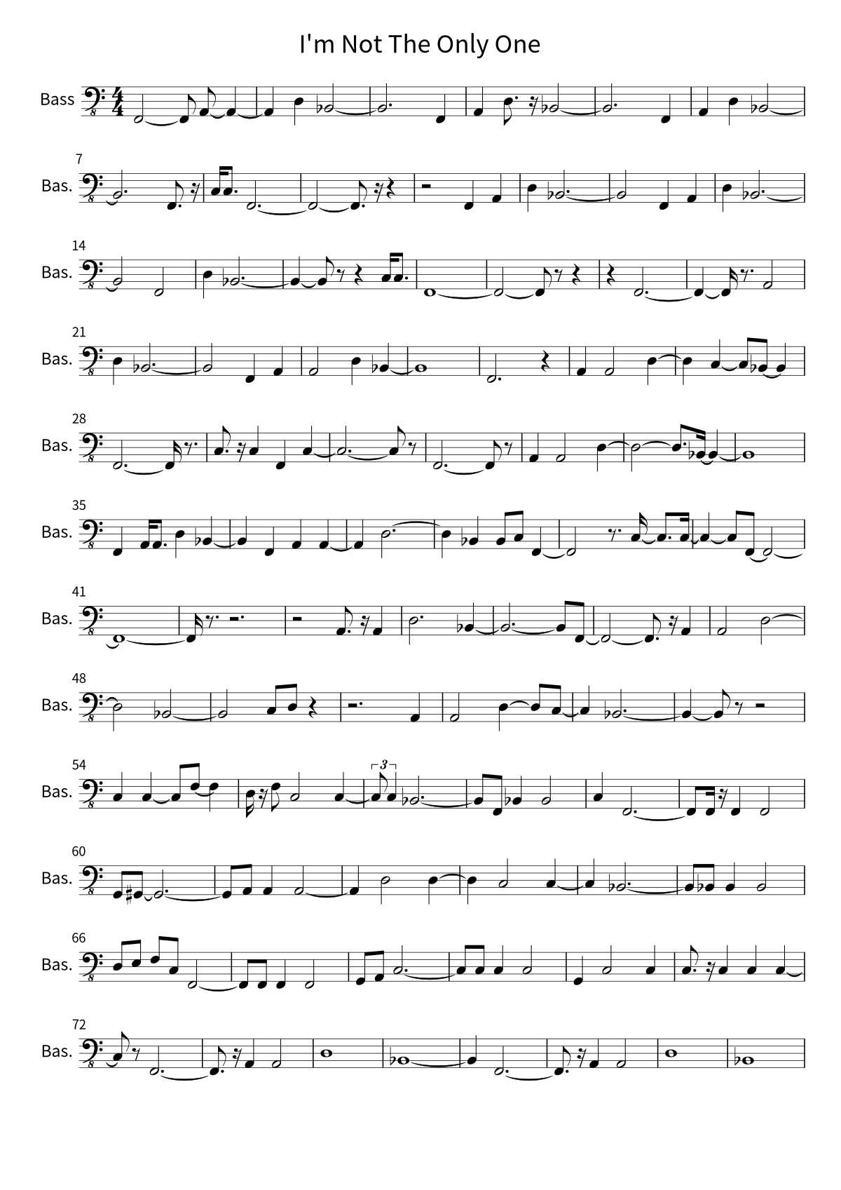 First page of the bass sheet music for I'm Not The Only One by Sam Smith