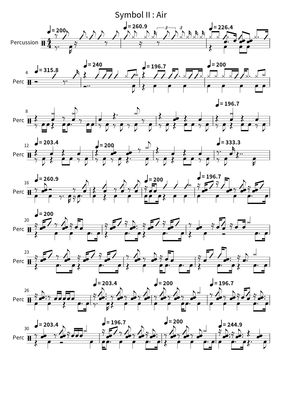 Ave Mujica《Symbol II : Air》架子鼓谱第 1 页