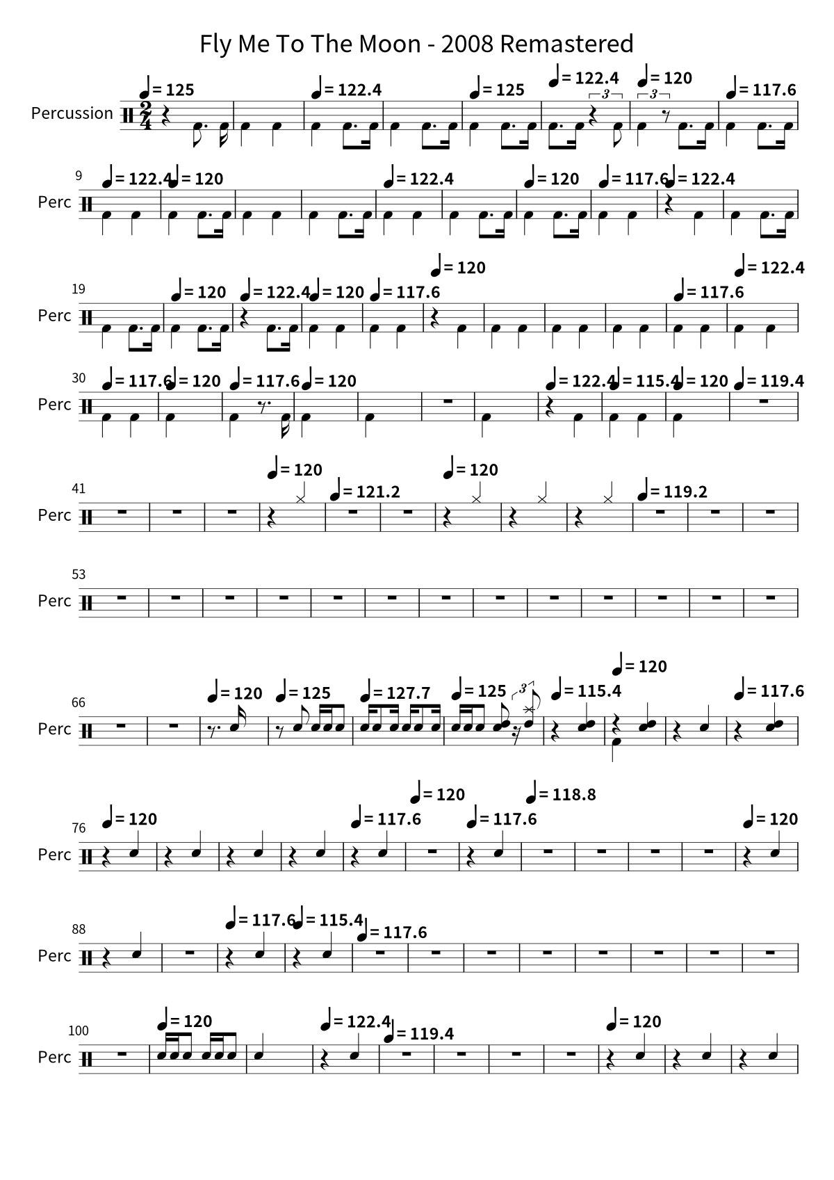 Frank Sinatra《Fly Me To The Moon - 2008 Remastered》架子鼓谱第 1 页