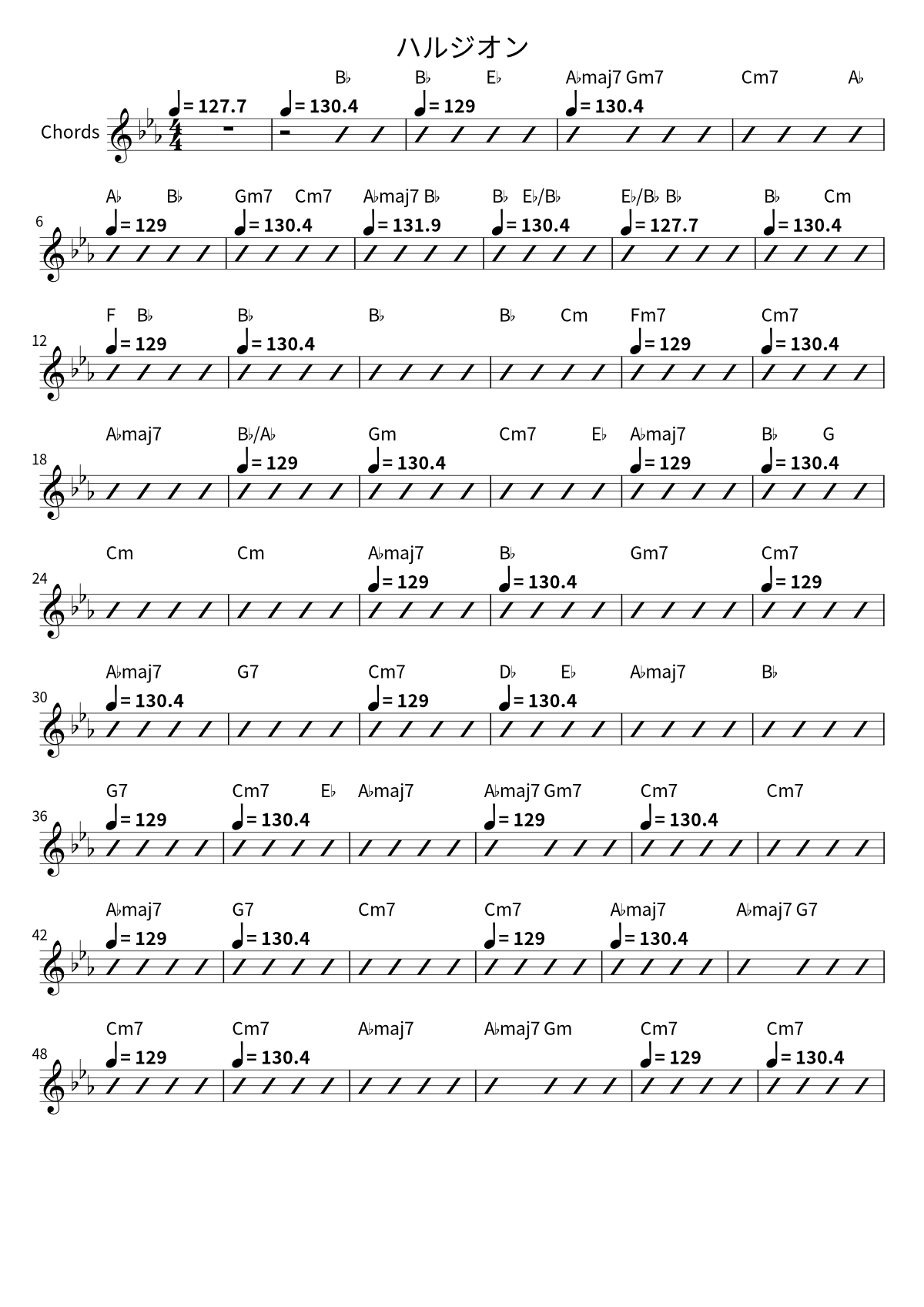 «ハルジオン» (YOASOBI): аккордовая сетка, страница 1