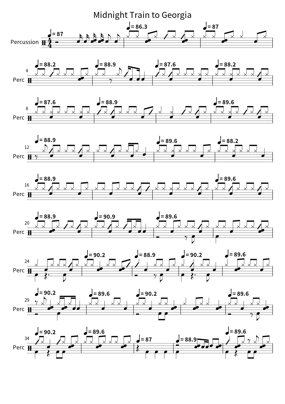 Midnight Train to Georgia sheet preview