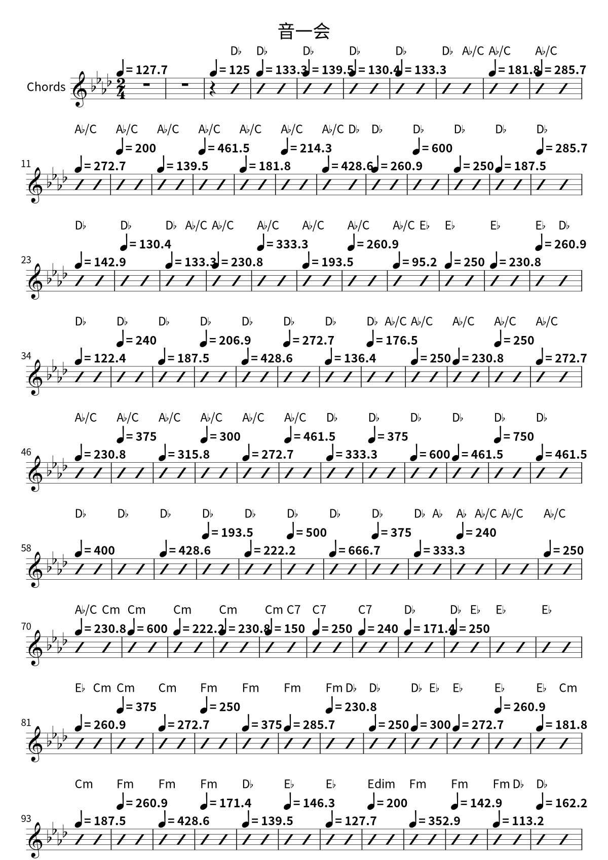 First page of the chord chart for 音一会 by MyGO!!!!!