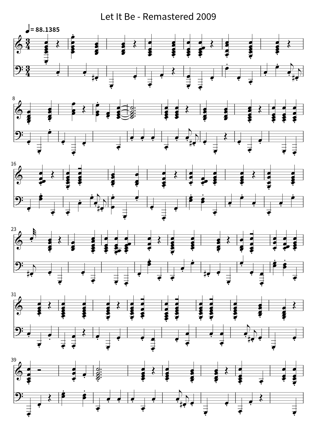 Primera página de la partitura de Let It Be - Remastered 2009 de The Beatles