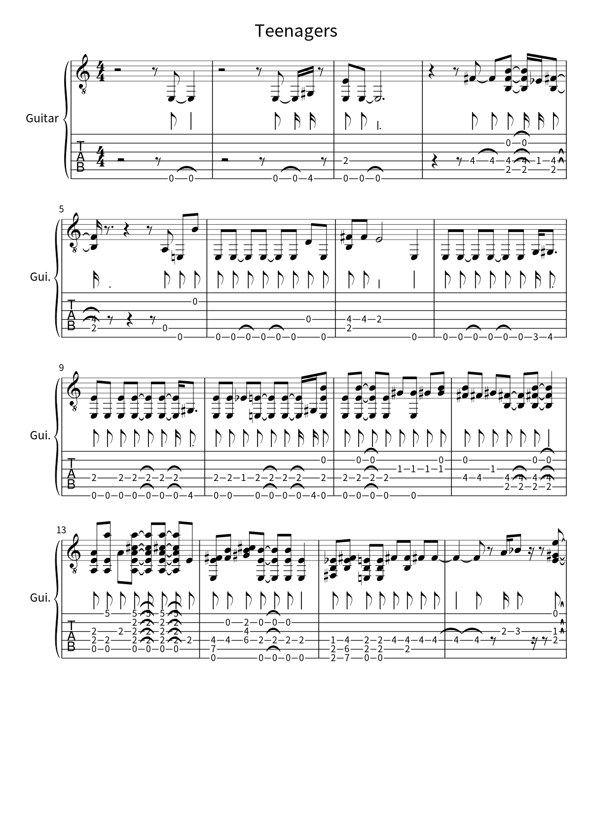 My Chemical Romance《Teenagers》吉他谱第 1 页
