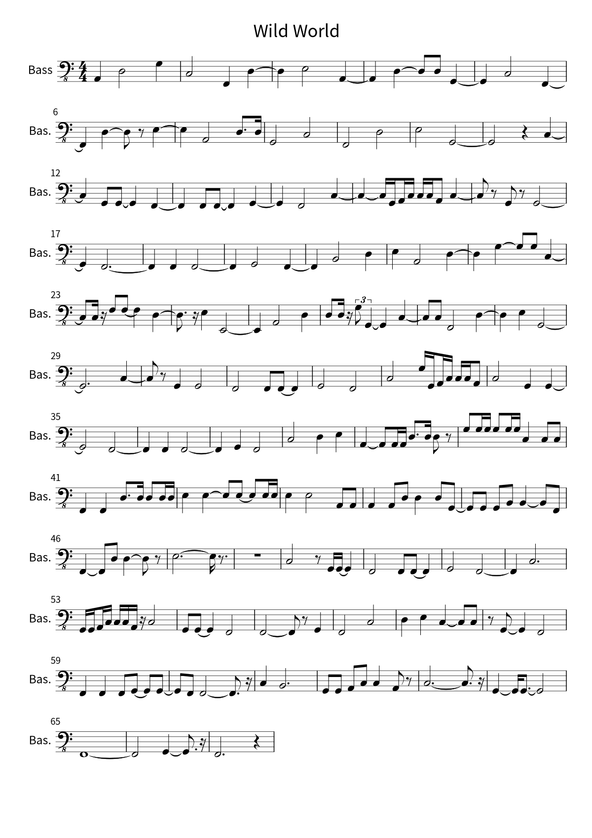 Yusuf / Cat Stevens《Wild World》貝斯譜第 1 頁