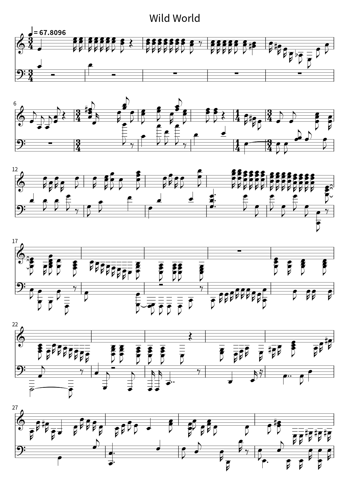 First page of the sheet music for Wild World by Yusuf / Cat Stevens