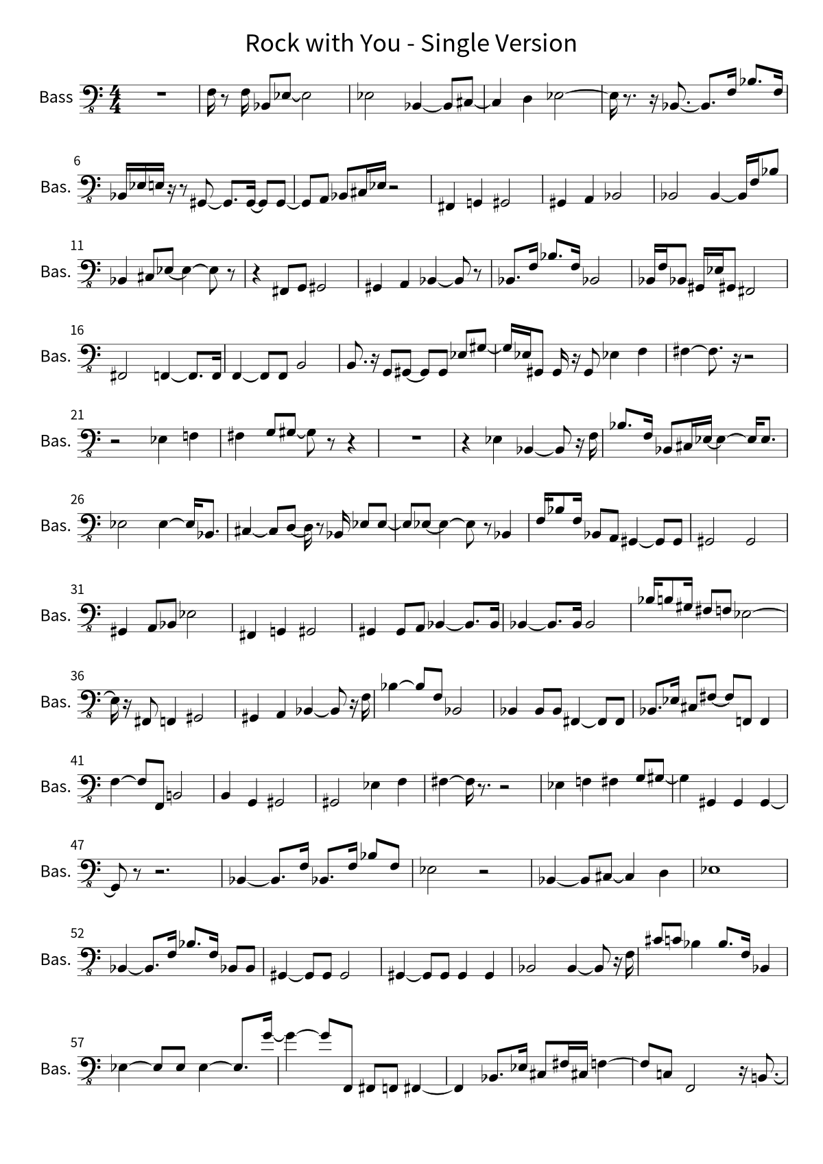 Michael Jackson《Rock with You - Single Version》貝斯譜第 1 頁