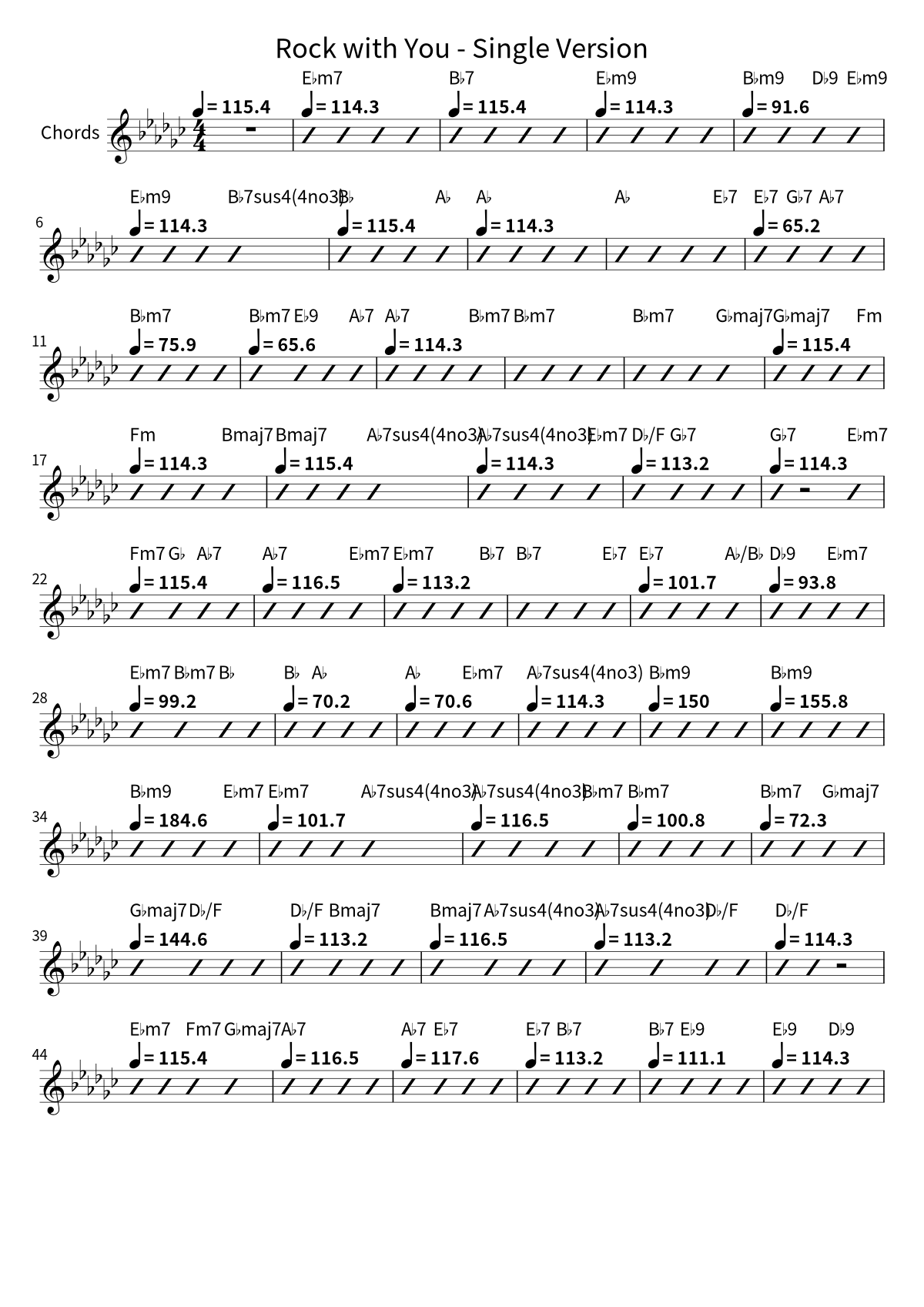 First page of the chord chart for Rock with You - Single Version by Michael Jackson