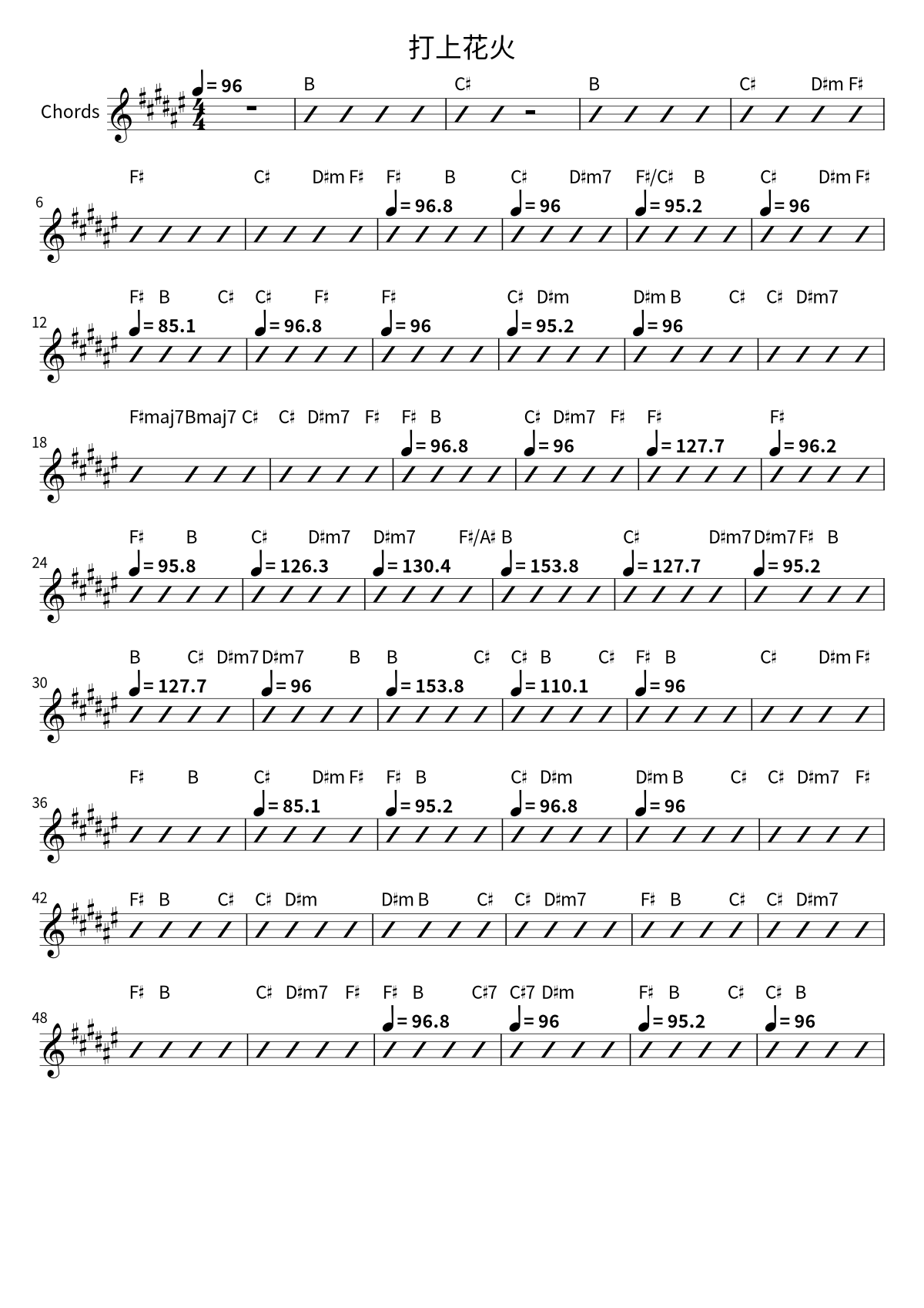 First page of the chord chart for 打上花火 by Daoko