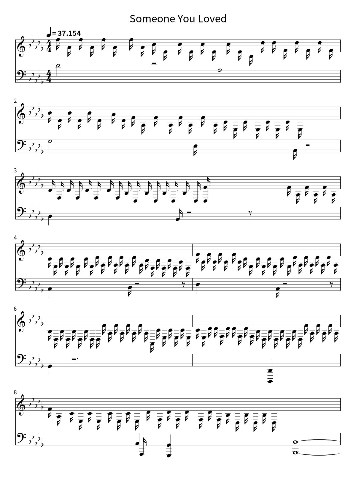 Primera página de la partitura de piano de Someone You Loved de Lewis Capaldi