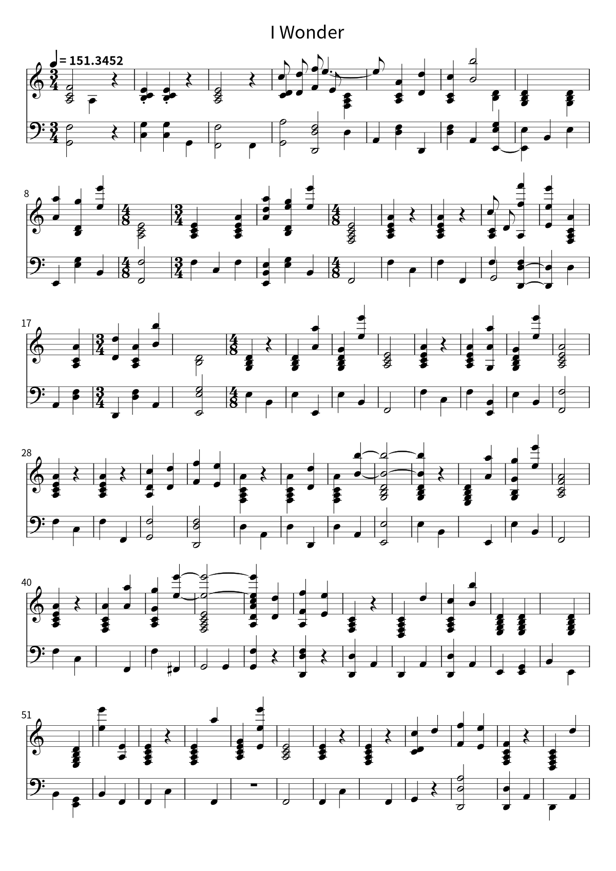 Primera página de la partitura de I Wonder de Kanye West
