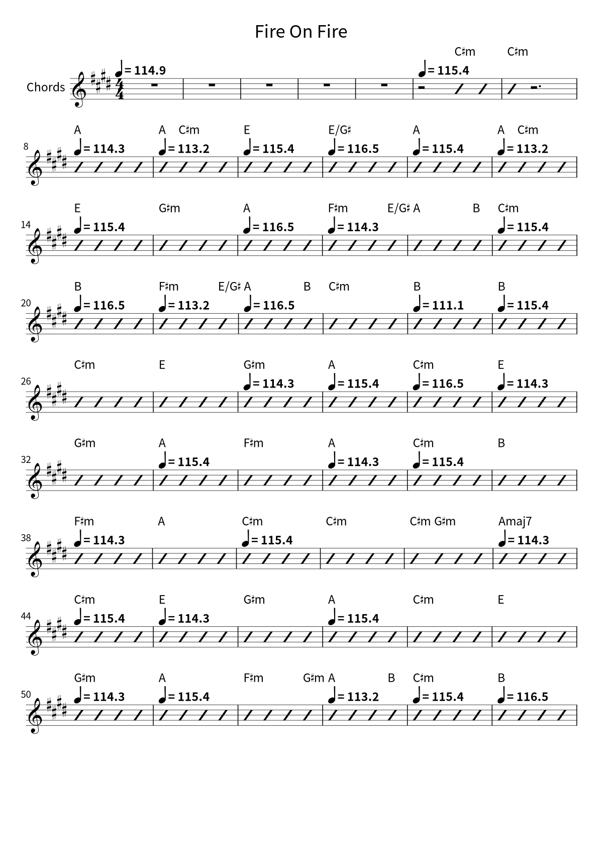 First page of the chord chart for Fire On Fire by Sam Smith