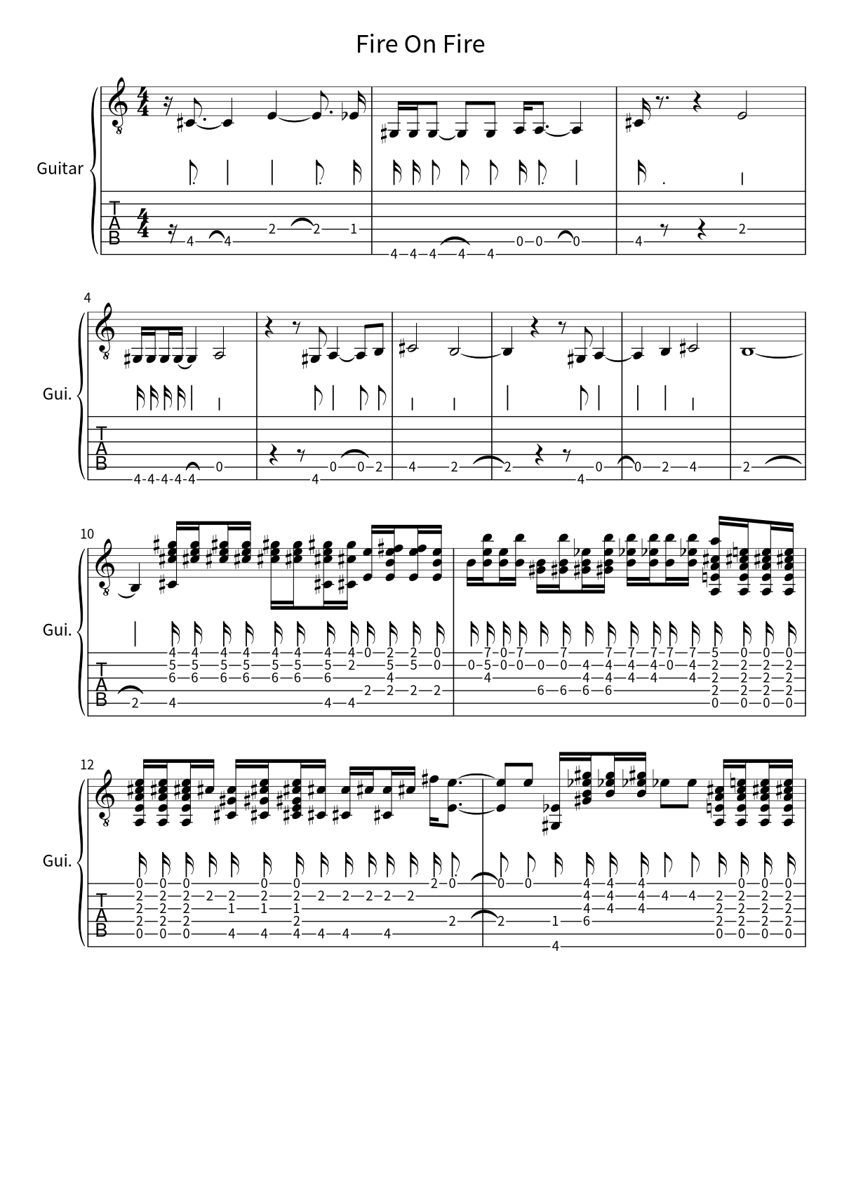 Sam Smith《Fire On Fire》吉他譜第 1 頁