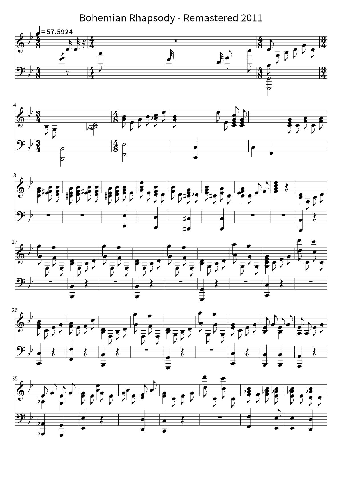 First page of the sheet music for Bohemian Rhapsody - Remastered 2011 by Queen