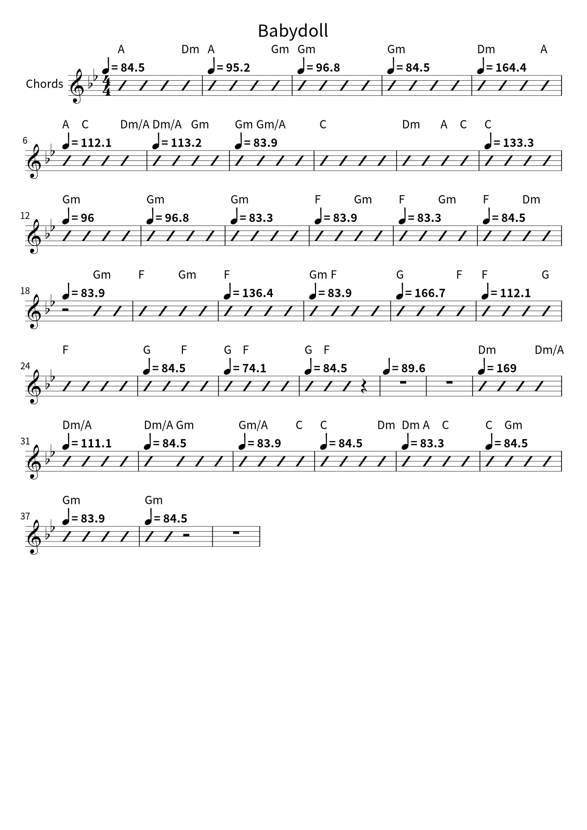 Dominic Fike《Babydoll》和弦谱第 1 页